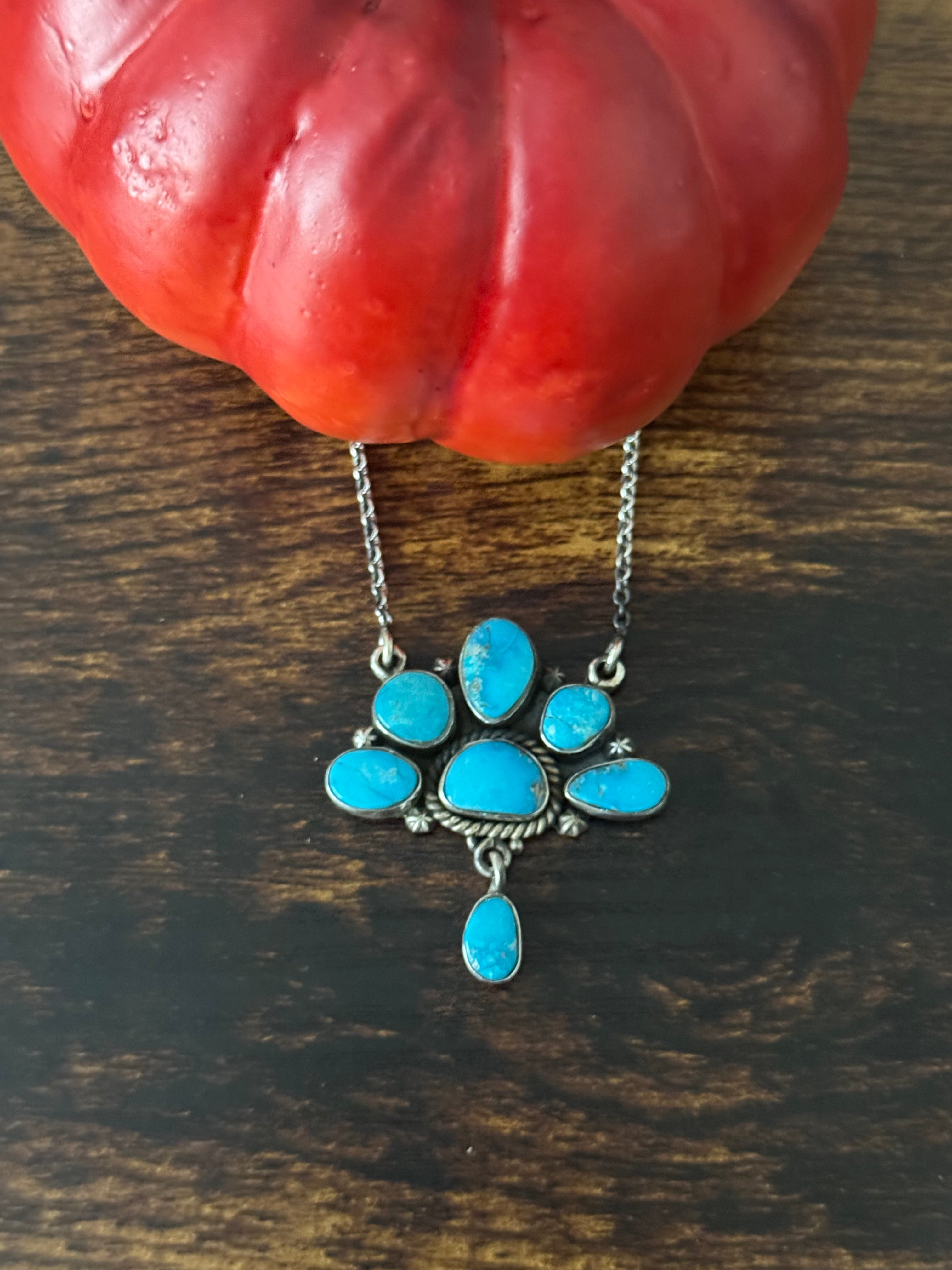 Southwest Valley Blue Turquoise & Sterling Silver Necklace