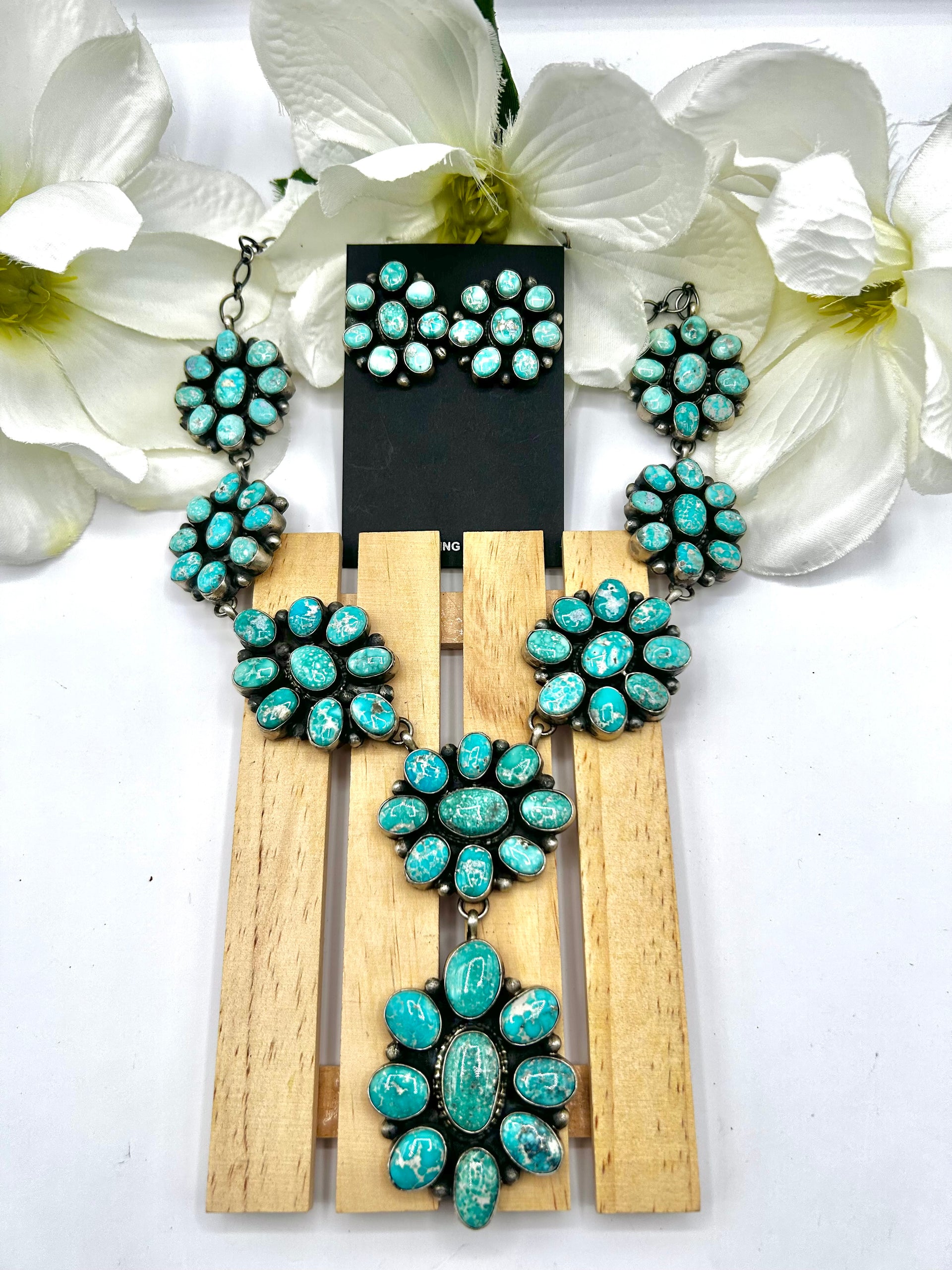 Sheila Becenti White Water Turquoise & Sterling Silver Necklace Set