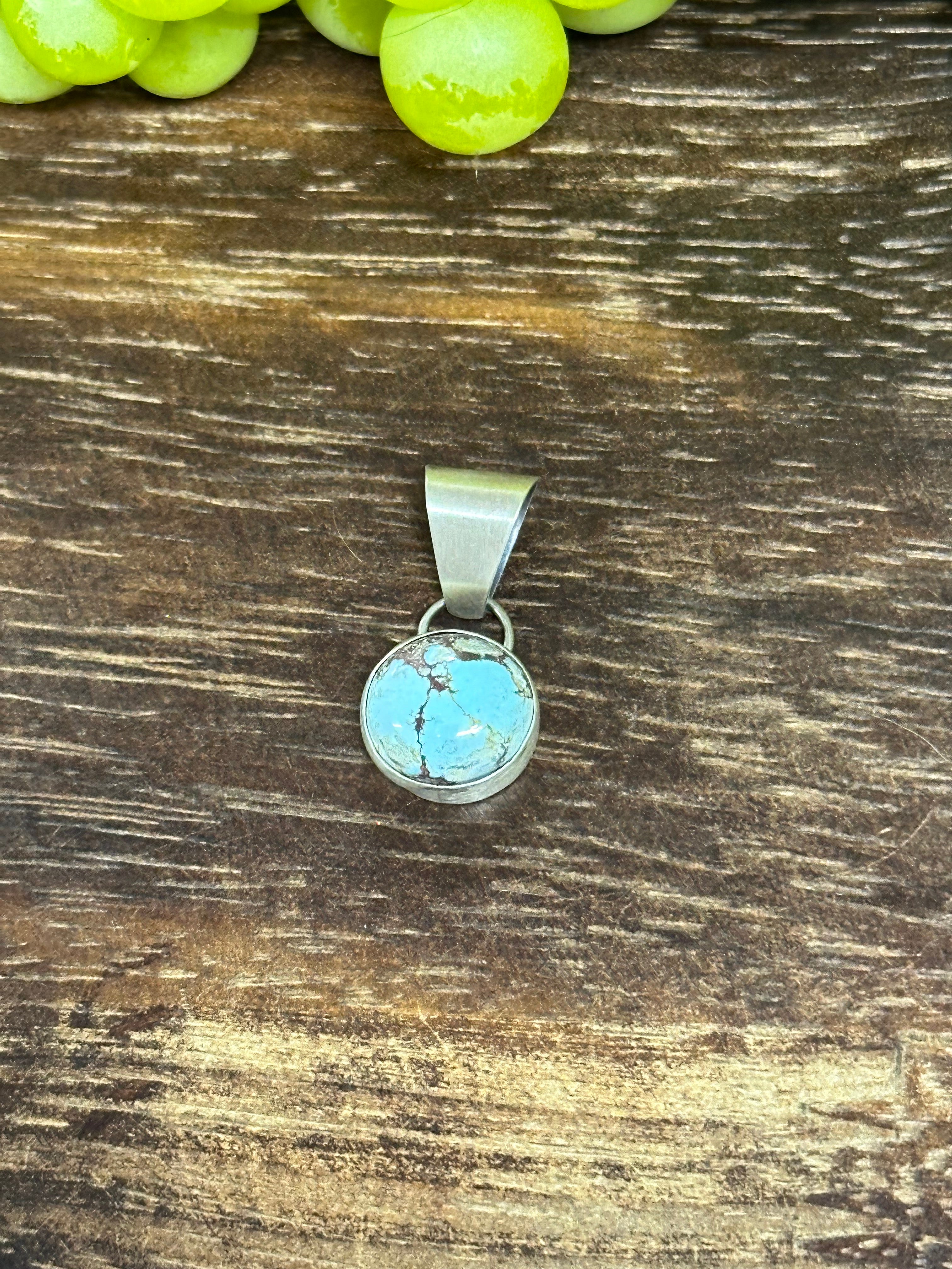 Navajo Made Golden Hills Turquoise & Sterling Silver Pendant