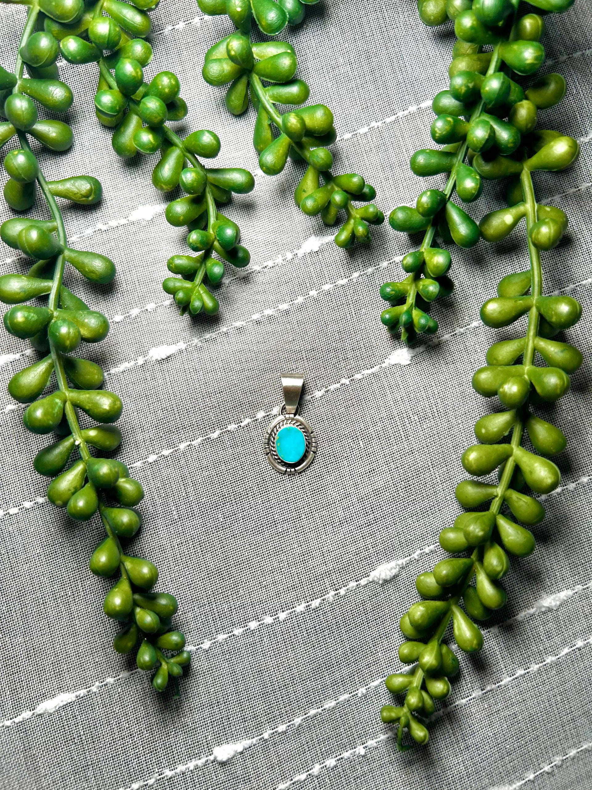 Navajo Made Kingman Turquoise & Sterling Silver Pendant