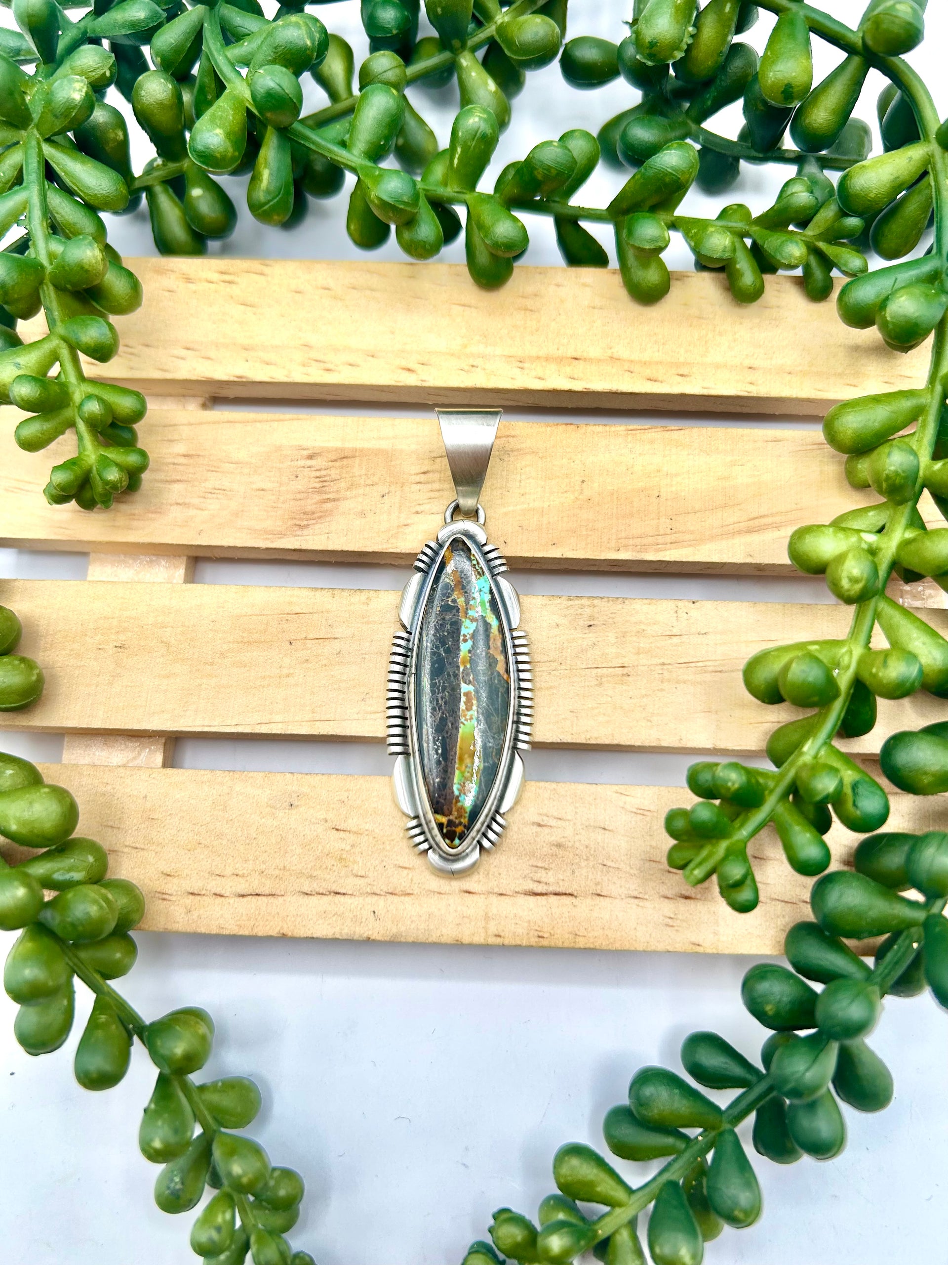 Rick Tolino Black Jack Turquoise & Sterling Silver Pendant