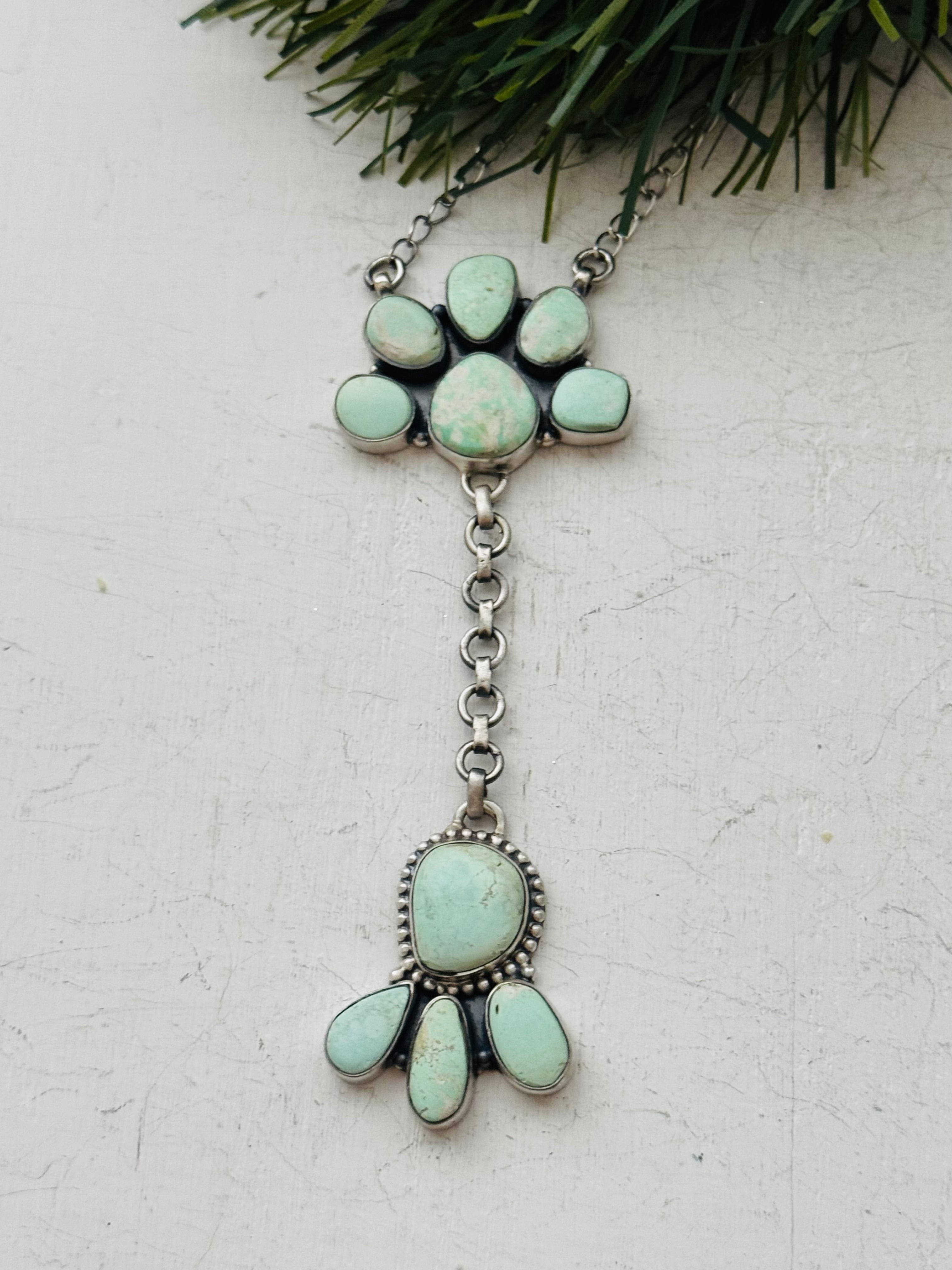 Southwest Handmade Paloma Variscite & Sterling Silver Necklace