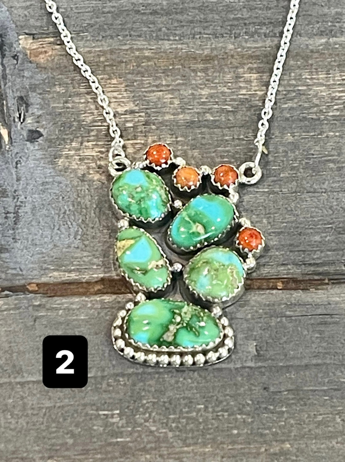 Southwest Handmade Sonoran Mountain Turquoise & Sterling Silver Cluster Necklace