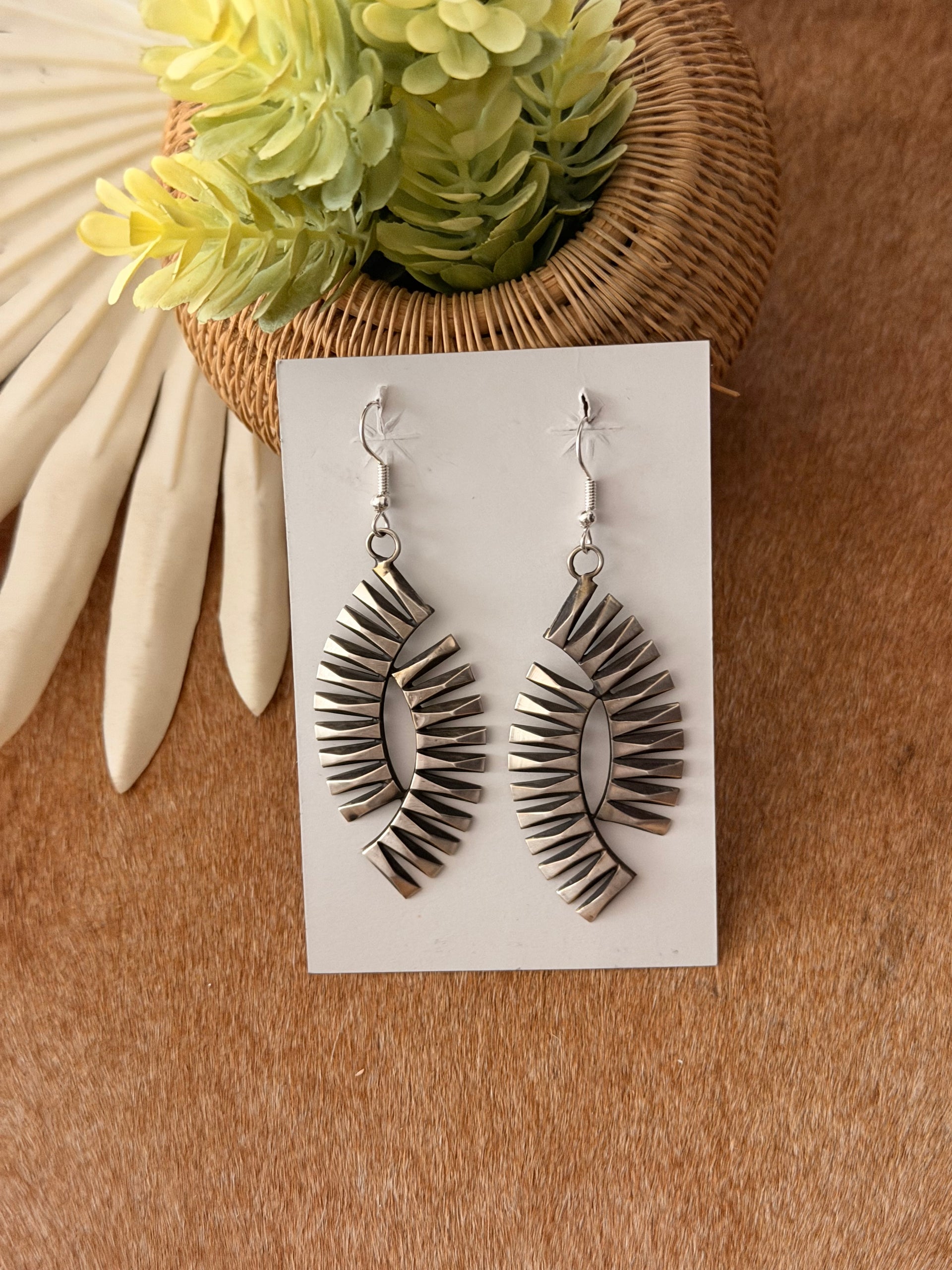 Navajo Made (Beth Dutton Style) Sterling Silver Dangle Earrings