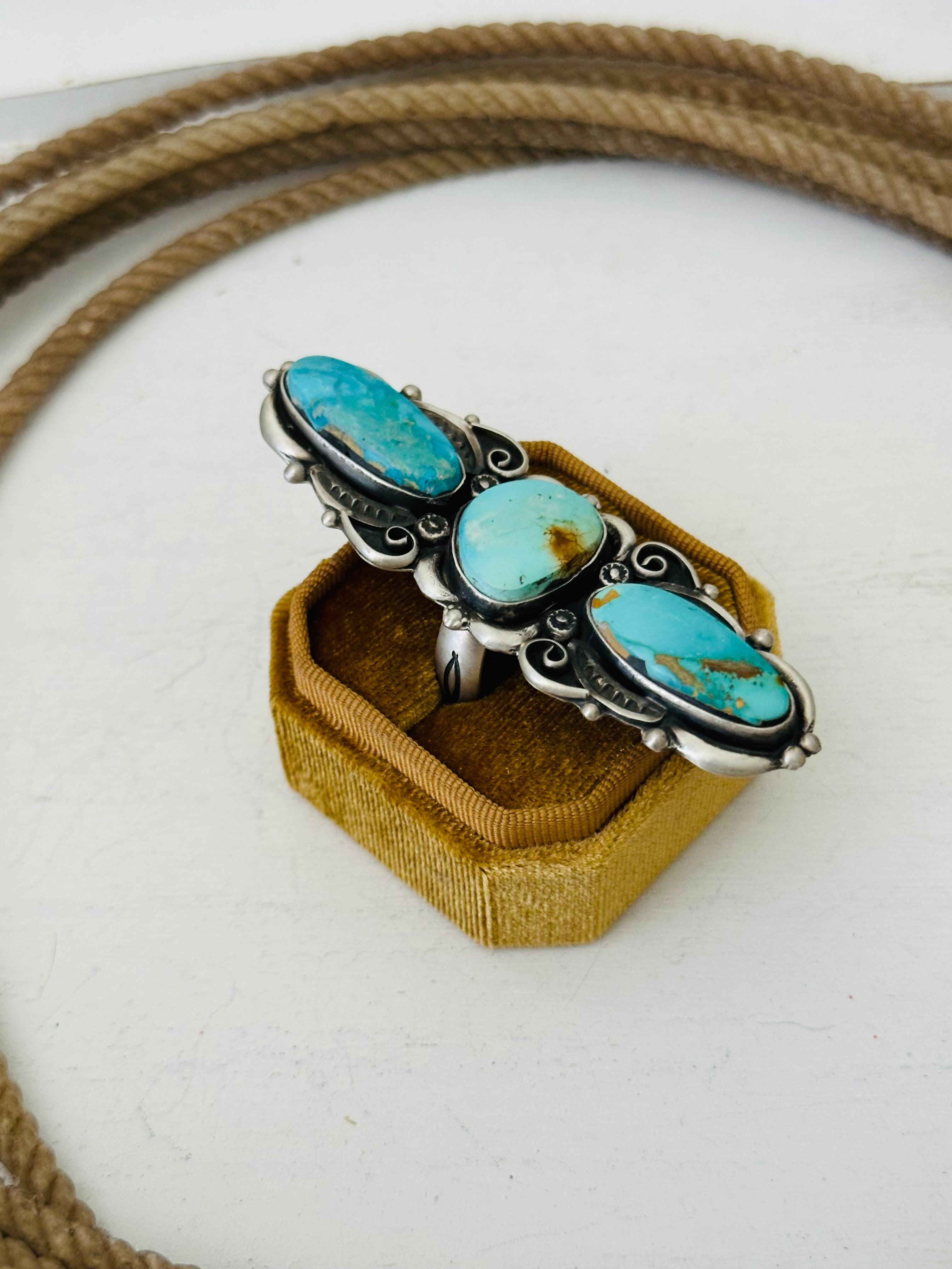 Ronald Tom Royston Turquoise & Sterling Silver Adjustable Ring