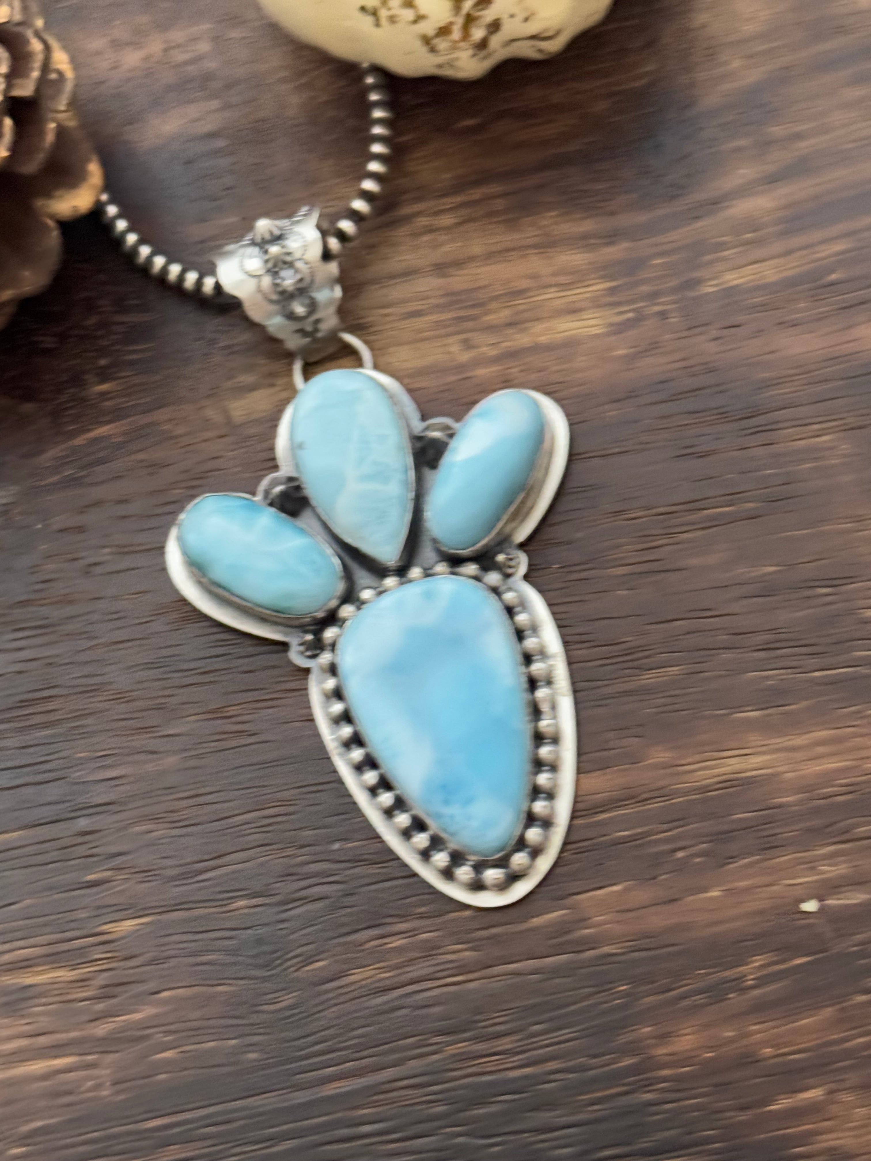 Kevin Begay Larimar & Sterling Silver Pendant