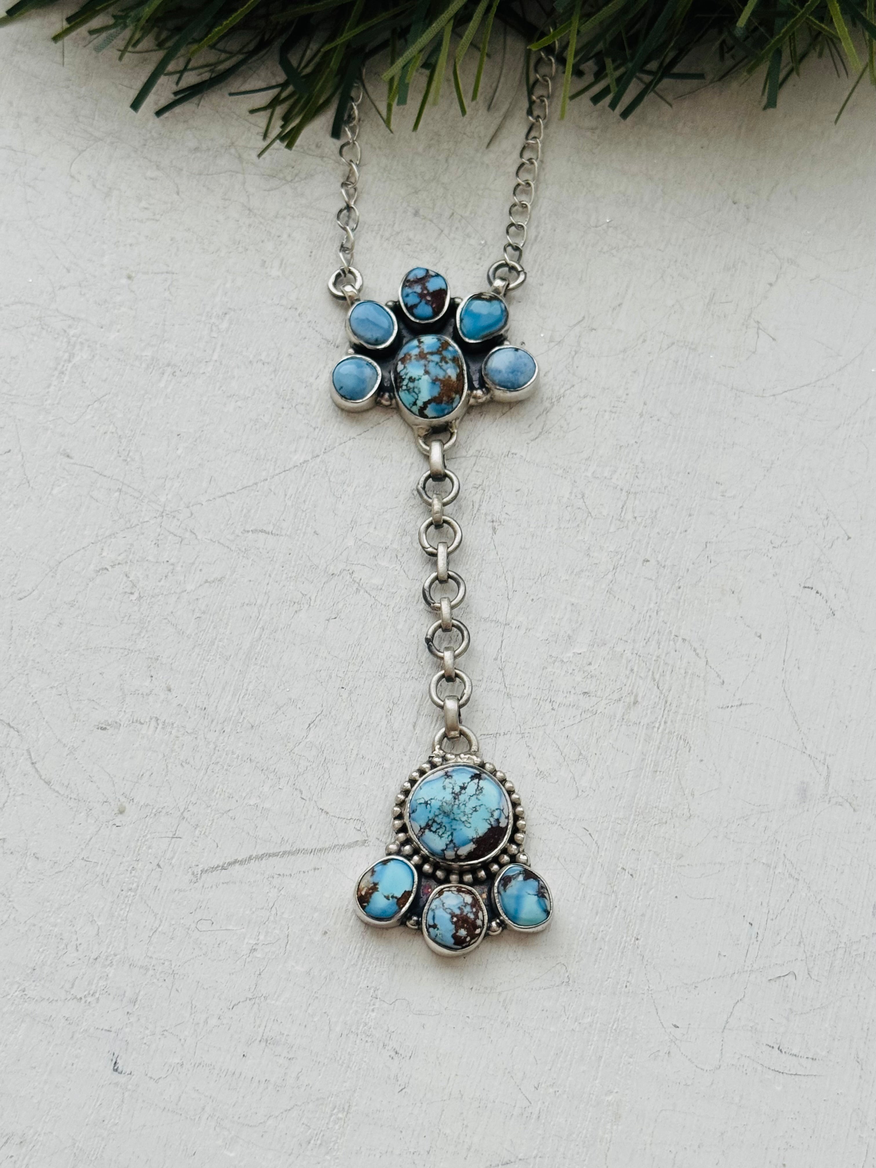 Southwest Handmade Golden Hills Turquoise & Sterling Silver Necklace