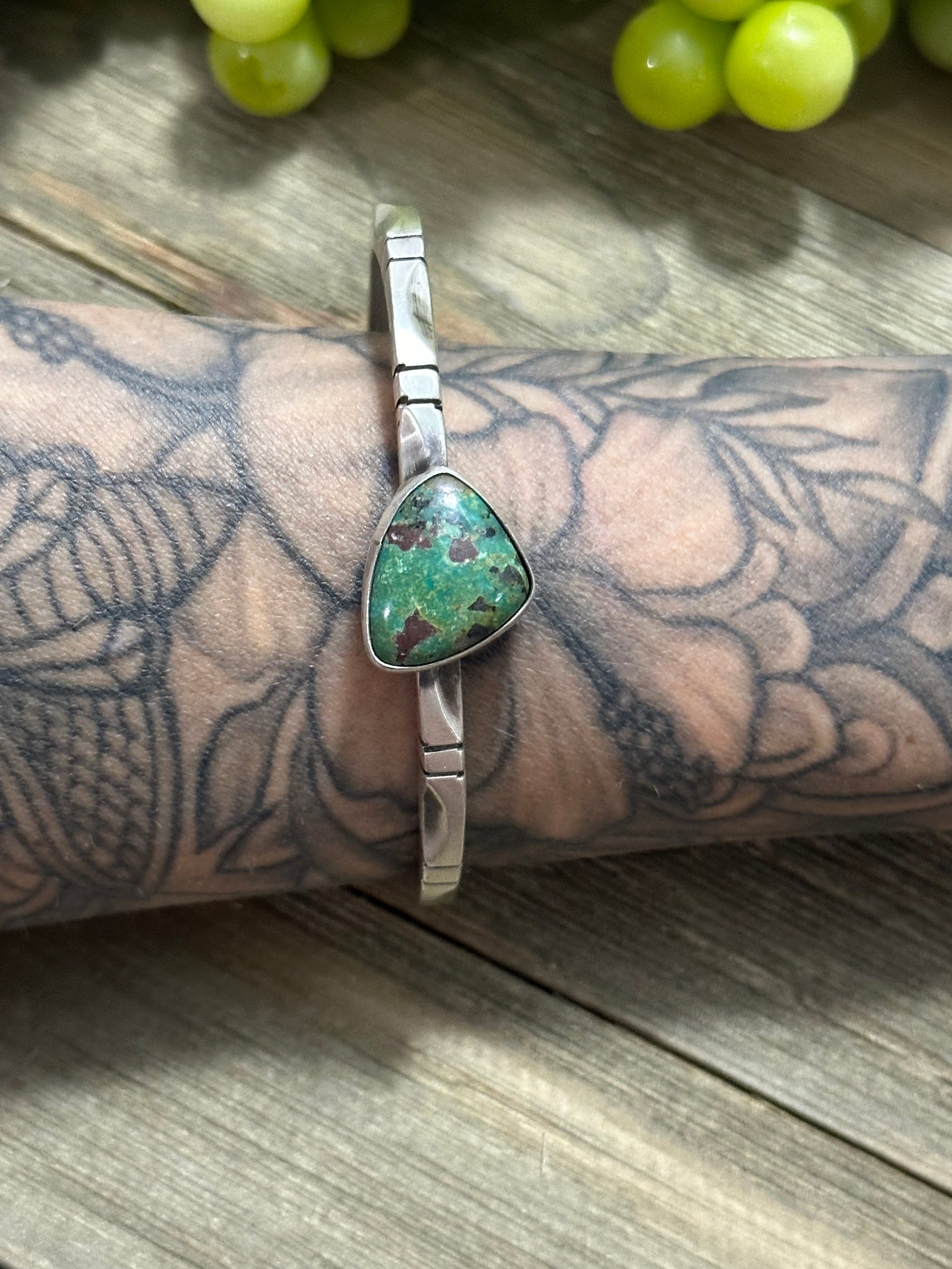 Navajo Made Kingman Turquoise & Sterling Silver Cuff Bracelet