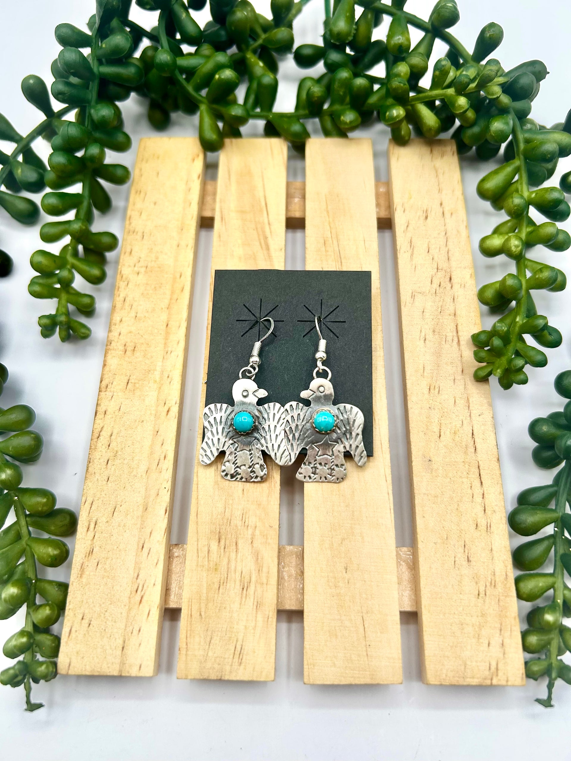 Gabriela Yazzie Kingman Turquoise & Sterling Silver Hook Earrings