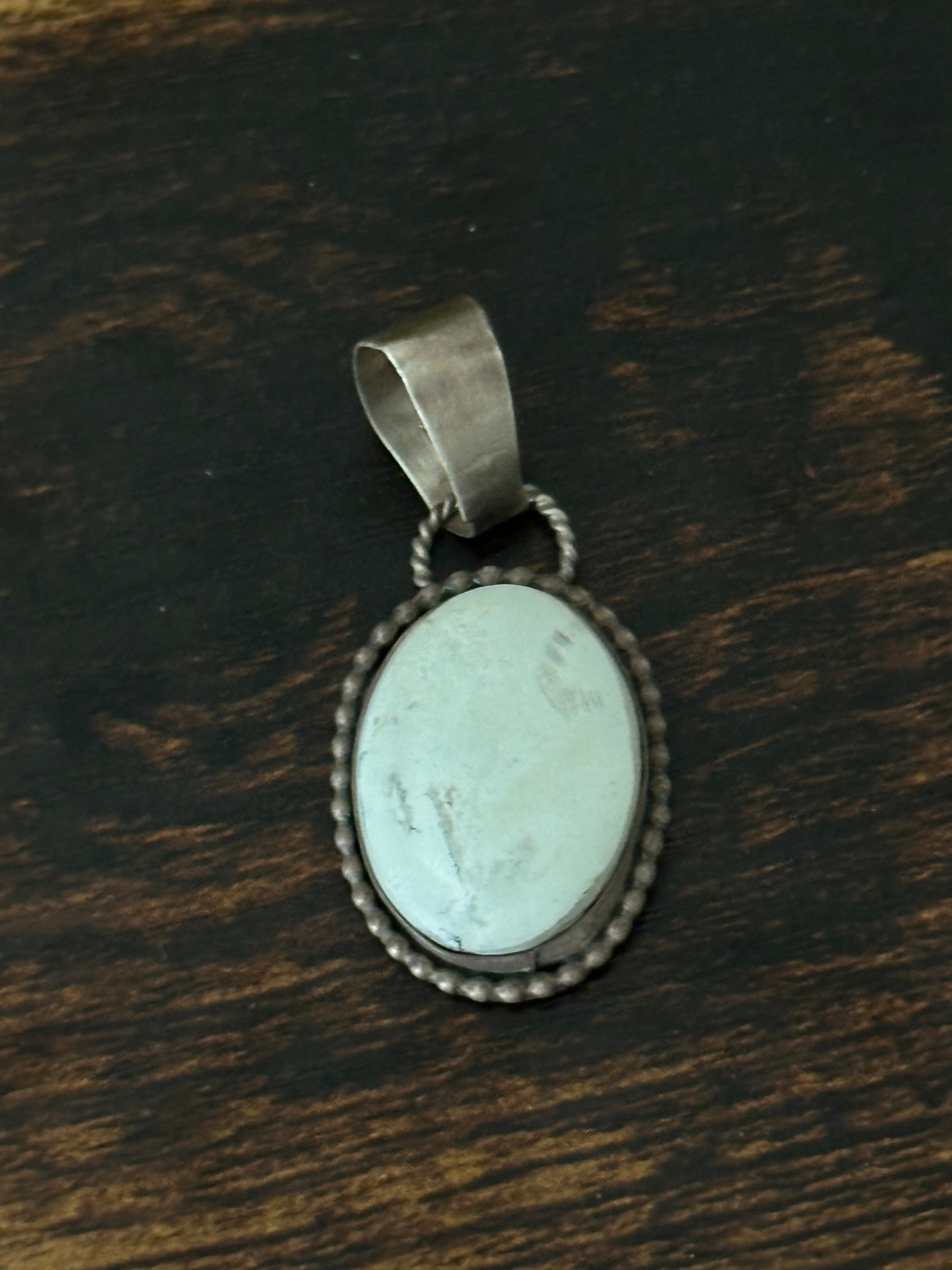 Navajo Made Ivory Creek Variscite & Sterling Silver Pendant