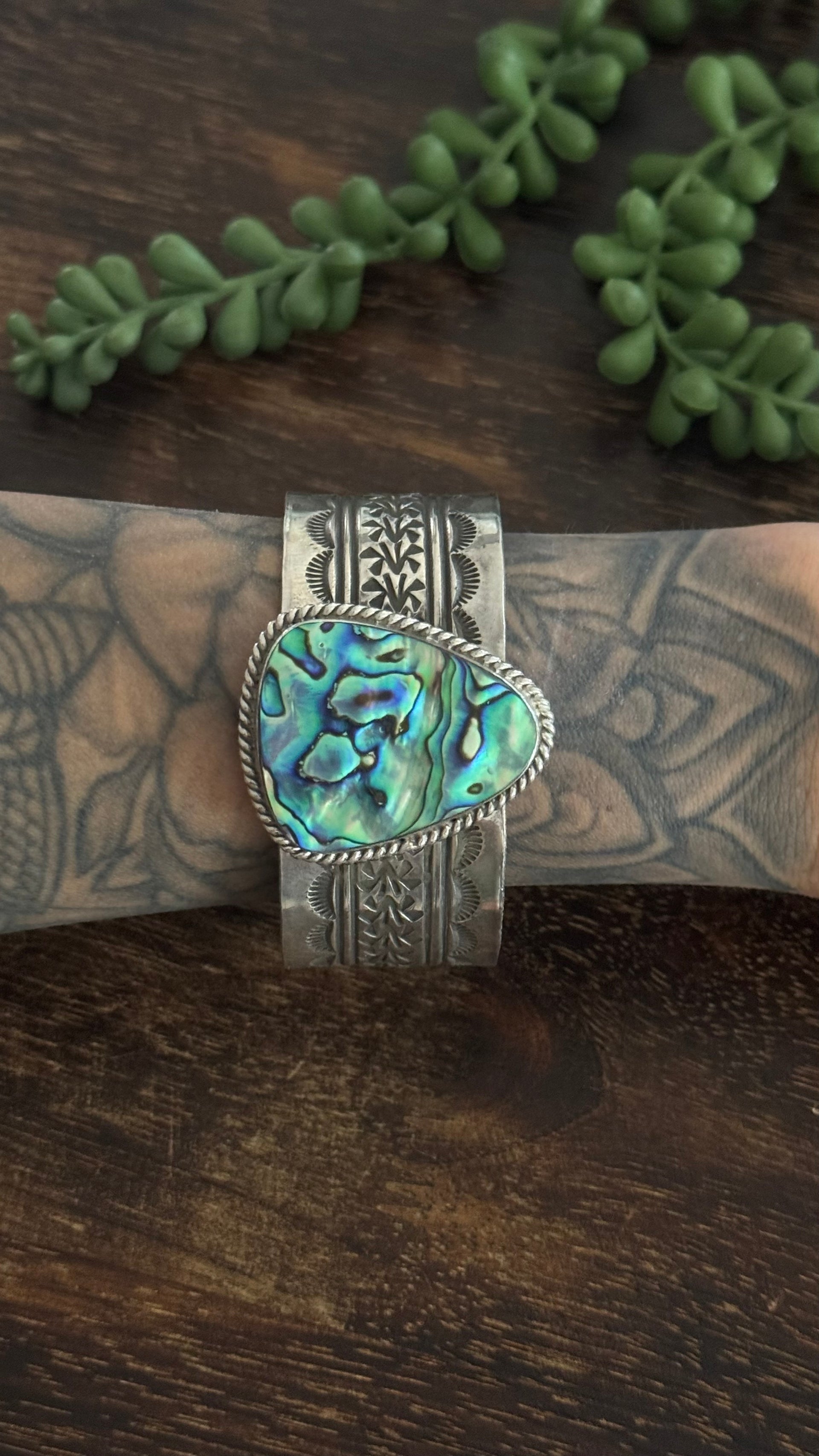 Damian Cotton Abalone & Sterling Silver Cuff Bracelet