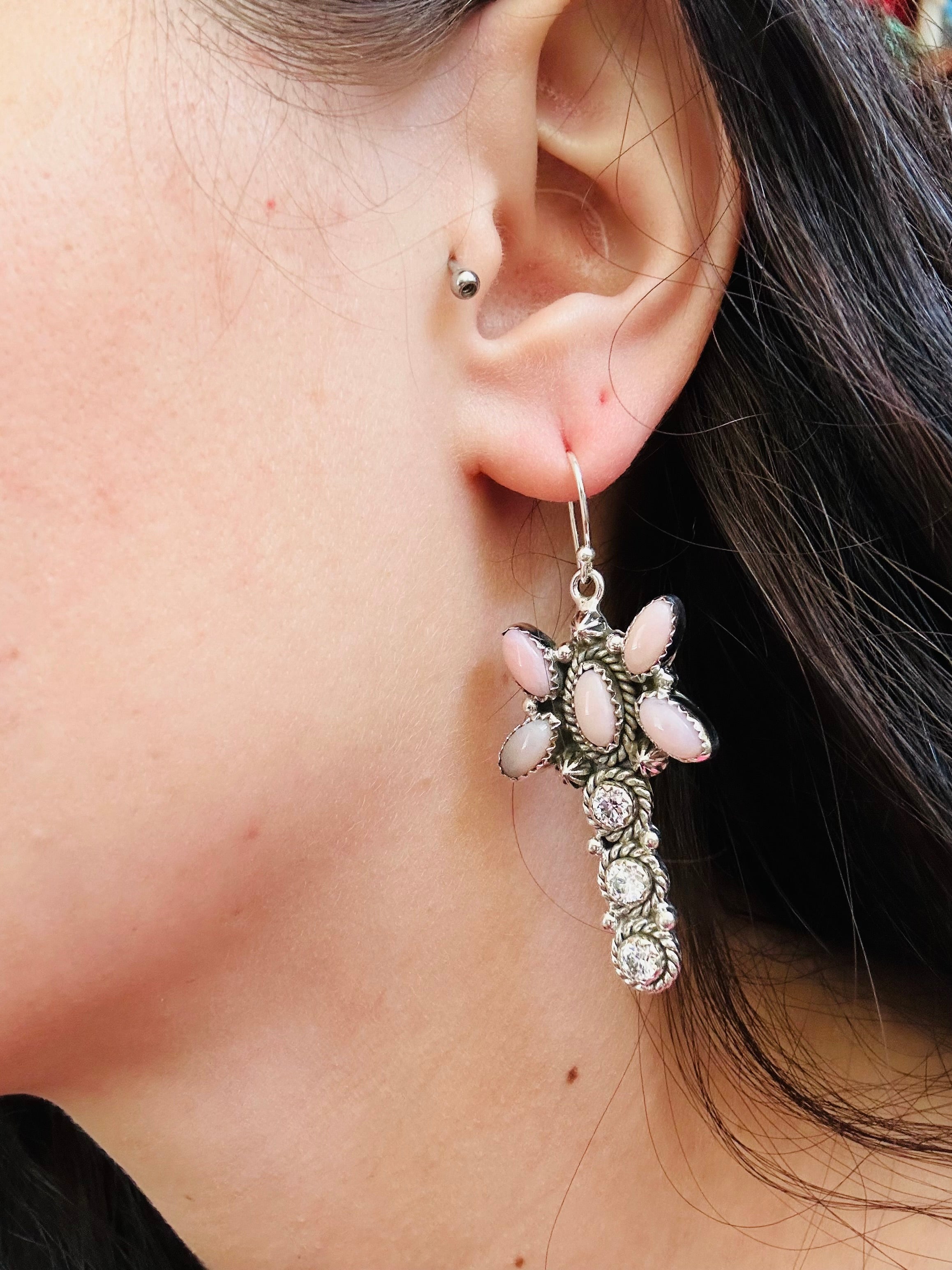 TTD “Whirlwind” Multi Stone & Sterling Silver Dangle Earrings
