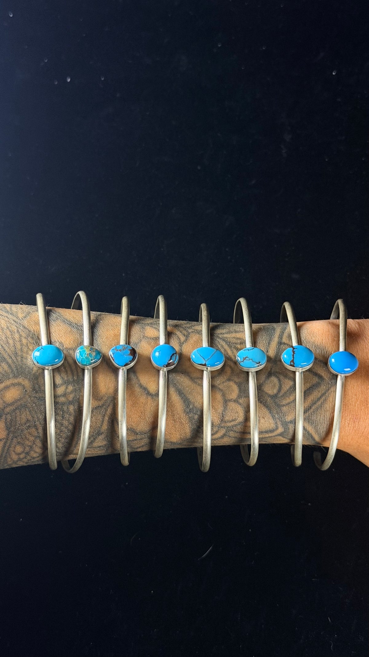 Navajo Made Egyptian Turquoise & Sterling Silver Cuff Bracelet