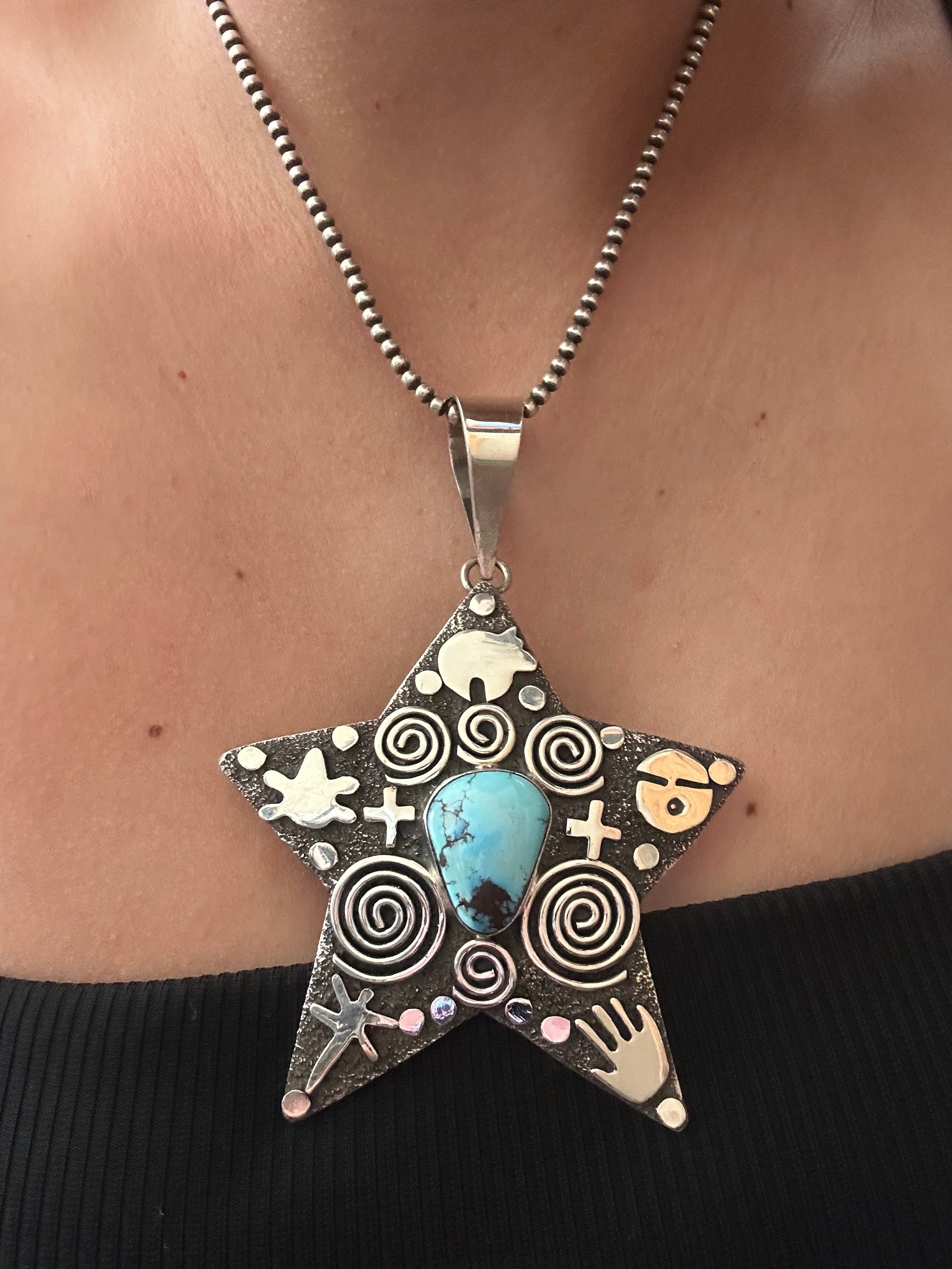 Alex Sanchez Golden Hills Turquoise & Sterling Silver Star Pendant