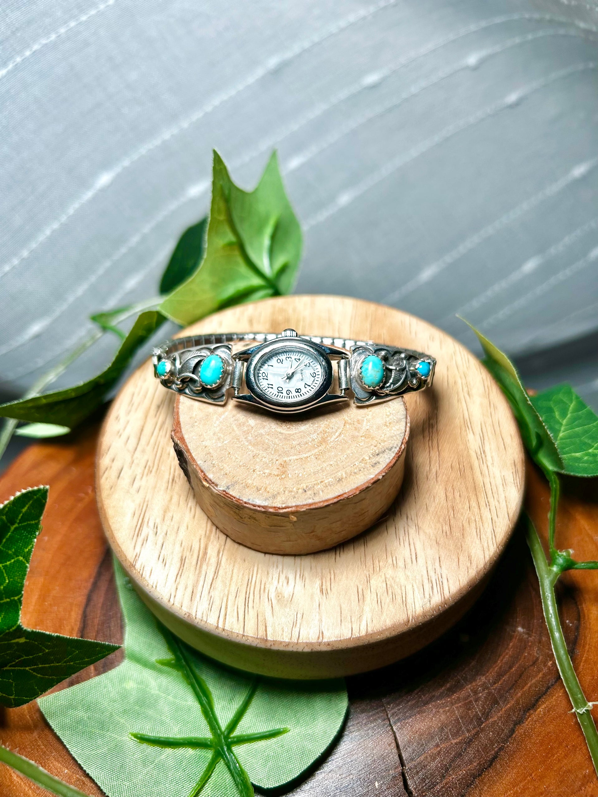 Navajo Made Kingman Turquoise & Sterling Silver Adjustable Watch