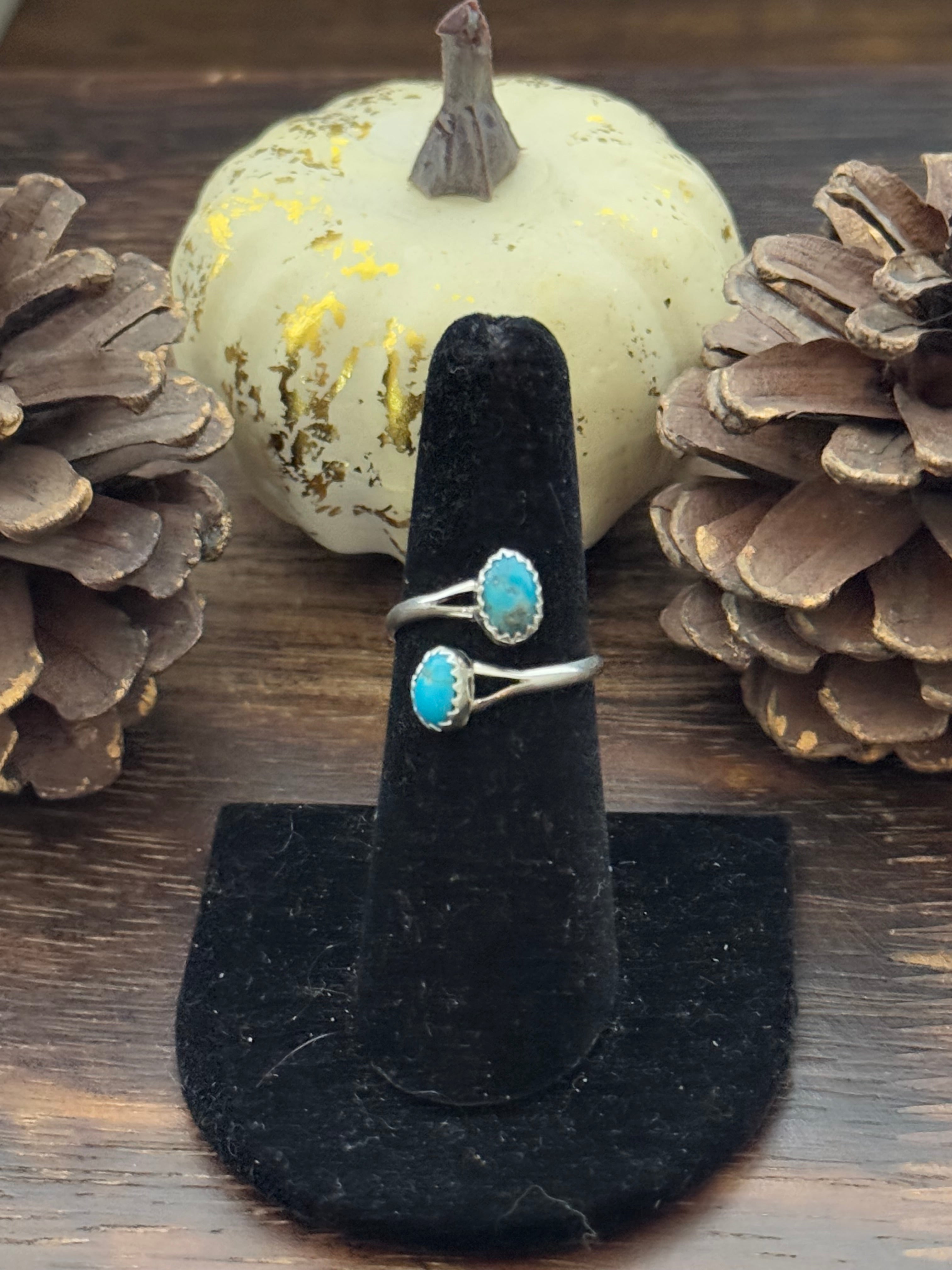 Navajo Made Kingman Turquoise & Sterling Silver Adjustable Ring