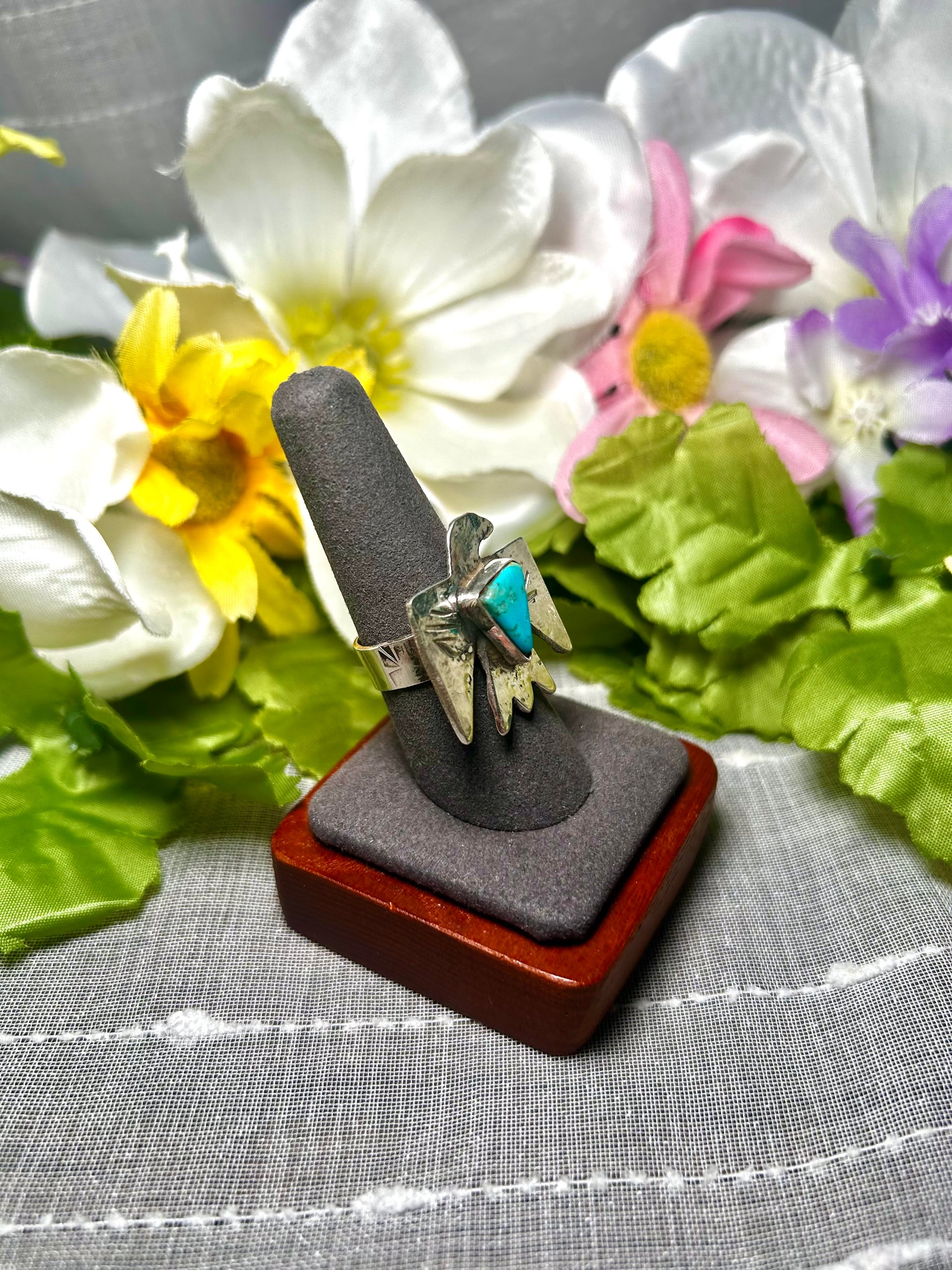 Jude Candelaria Kingman Turquoise & Sterling Silver Adjustable Ring