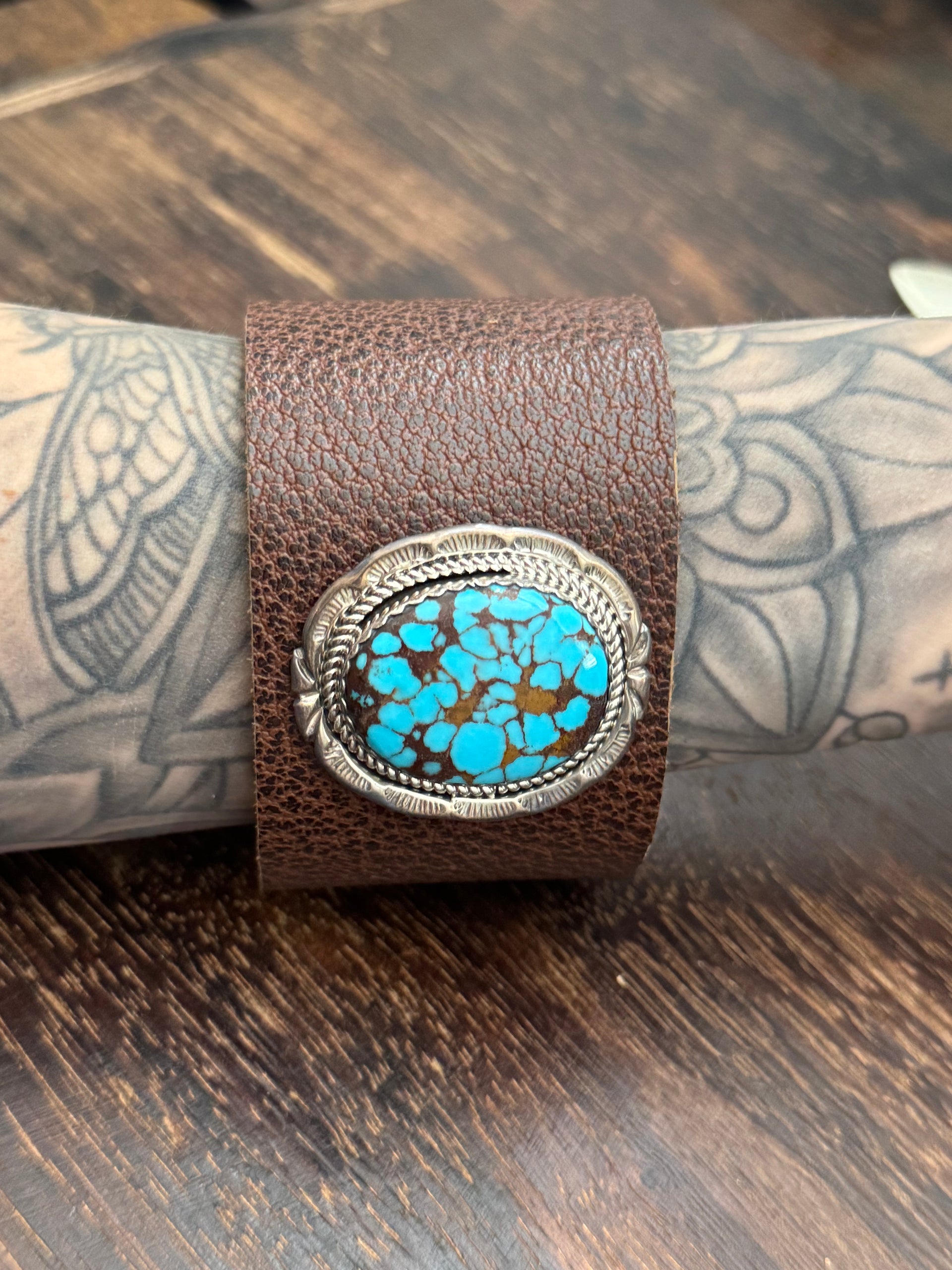 Julia Etsitty Egyptian Turquoise & Genuine Leather Bracelet