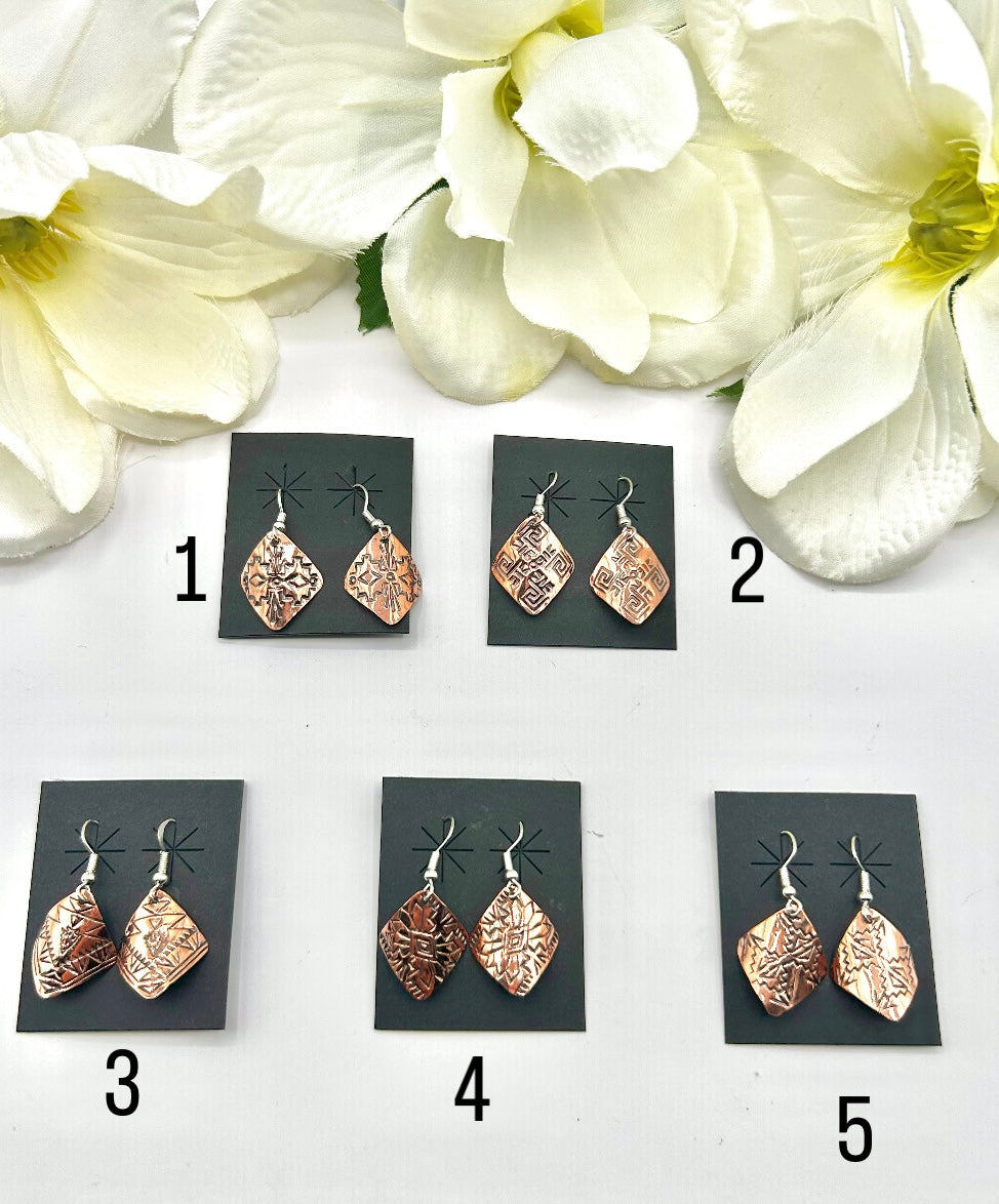 Navajo Made Copper Hook Earrings