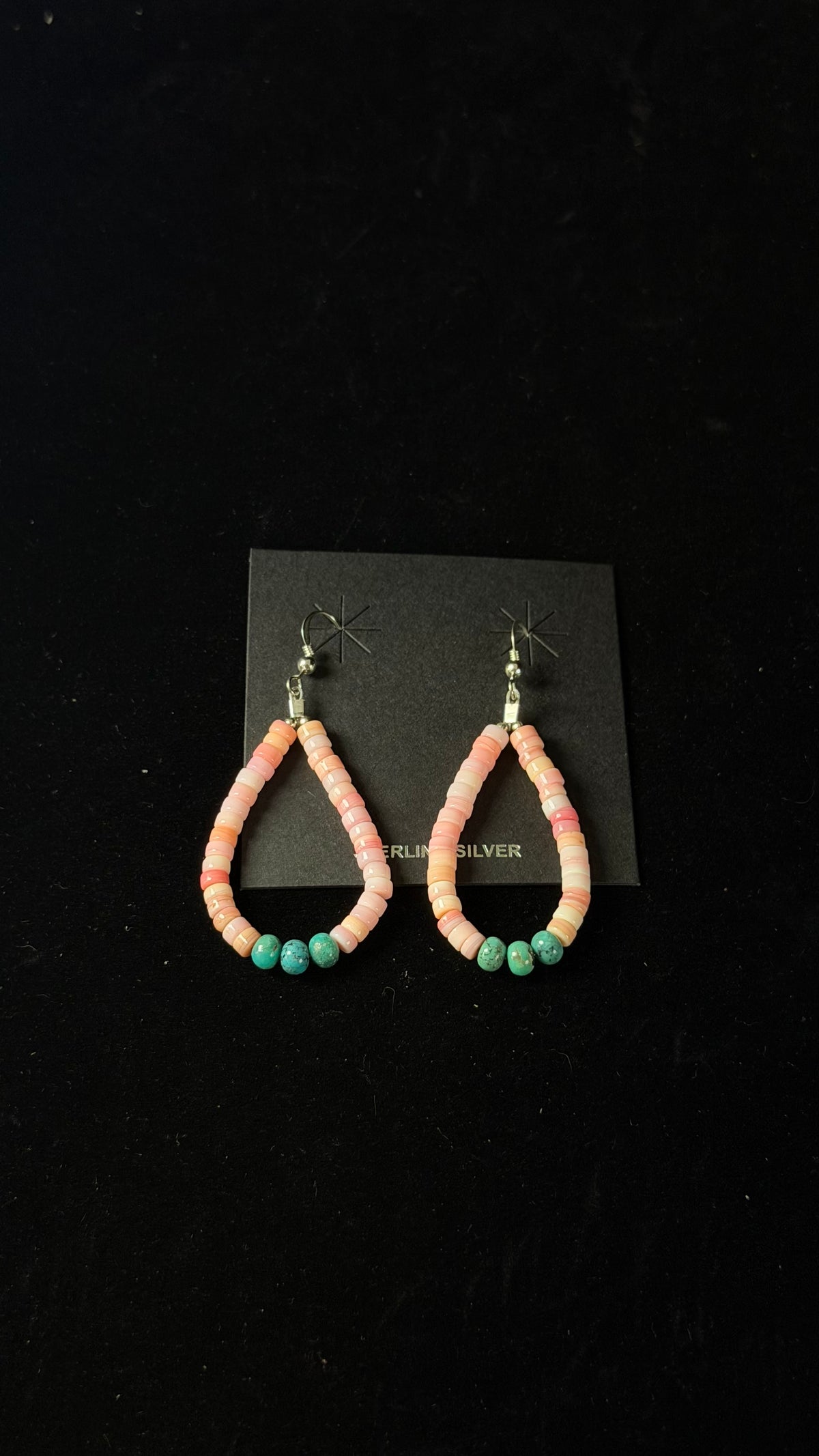 Navajo Made Multi Stone & Sterling Silver Dangle Beaded Earrings