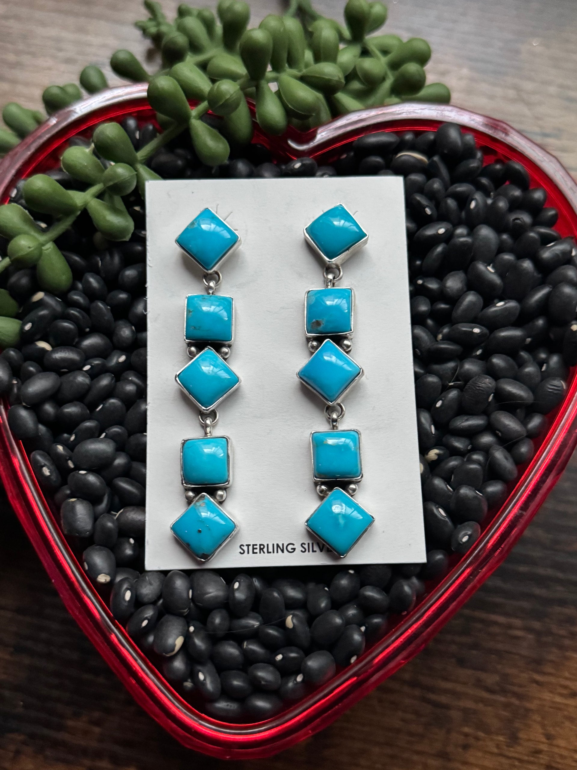 Eleanor Richards Kingman Turquoise & Sterling Silver Post Dangle Earrings