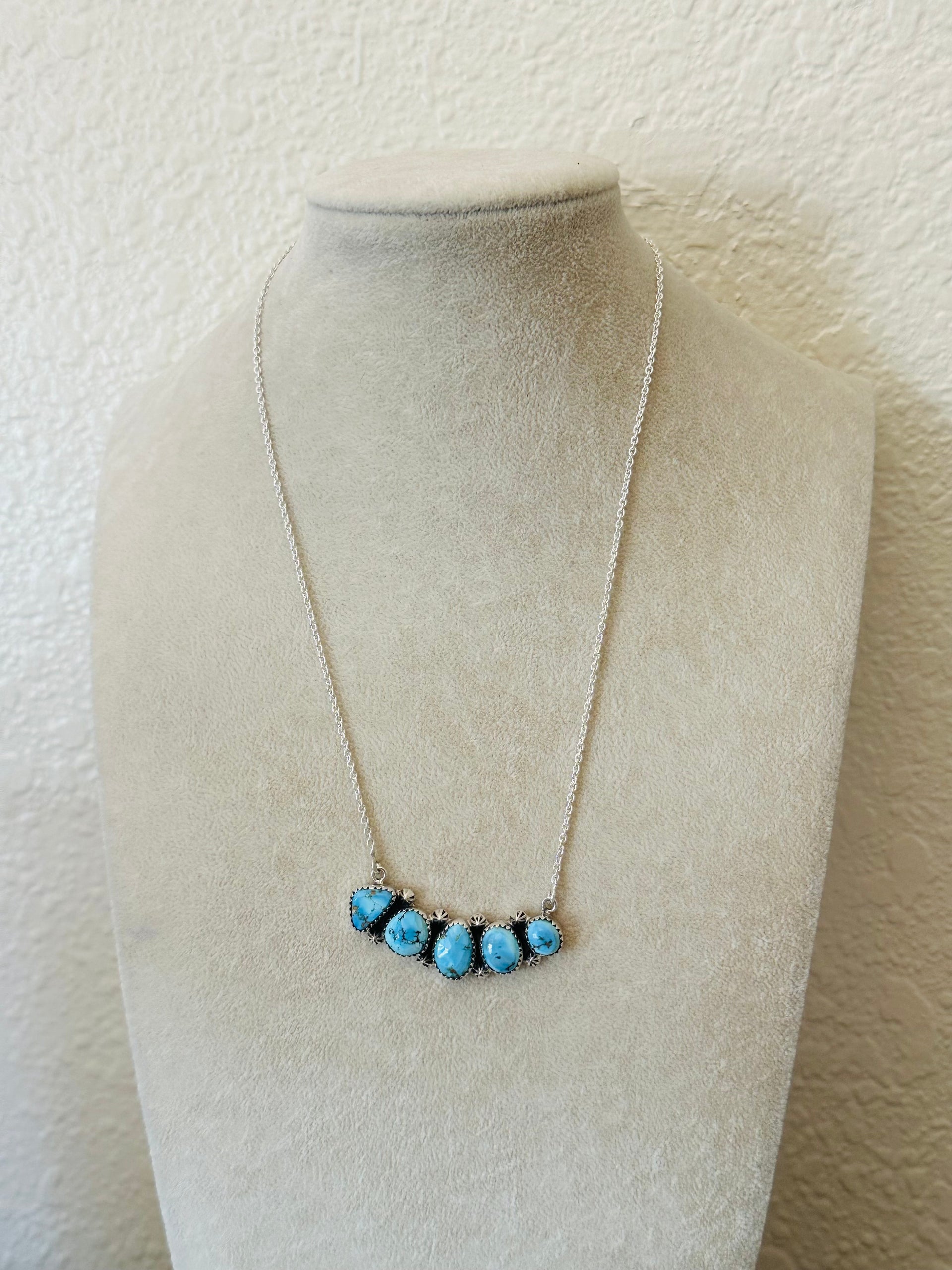 Southwest Handmade Golden Hills Turquoise & Sterling Silver Necklace