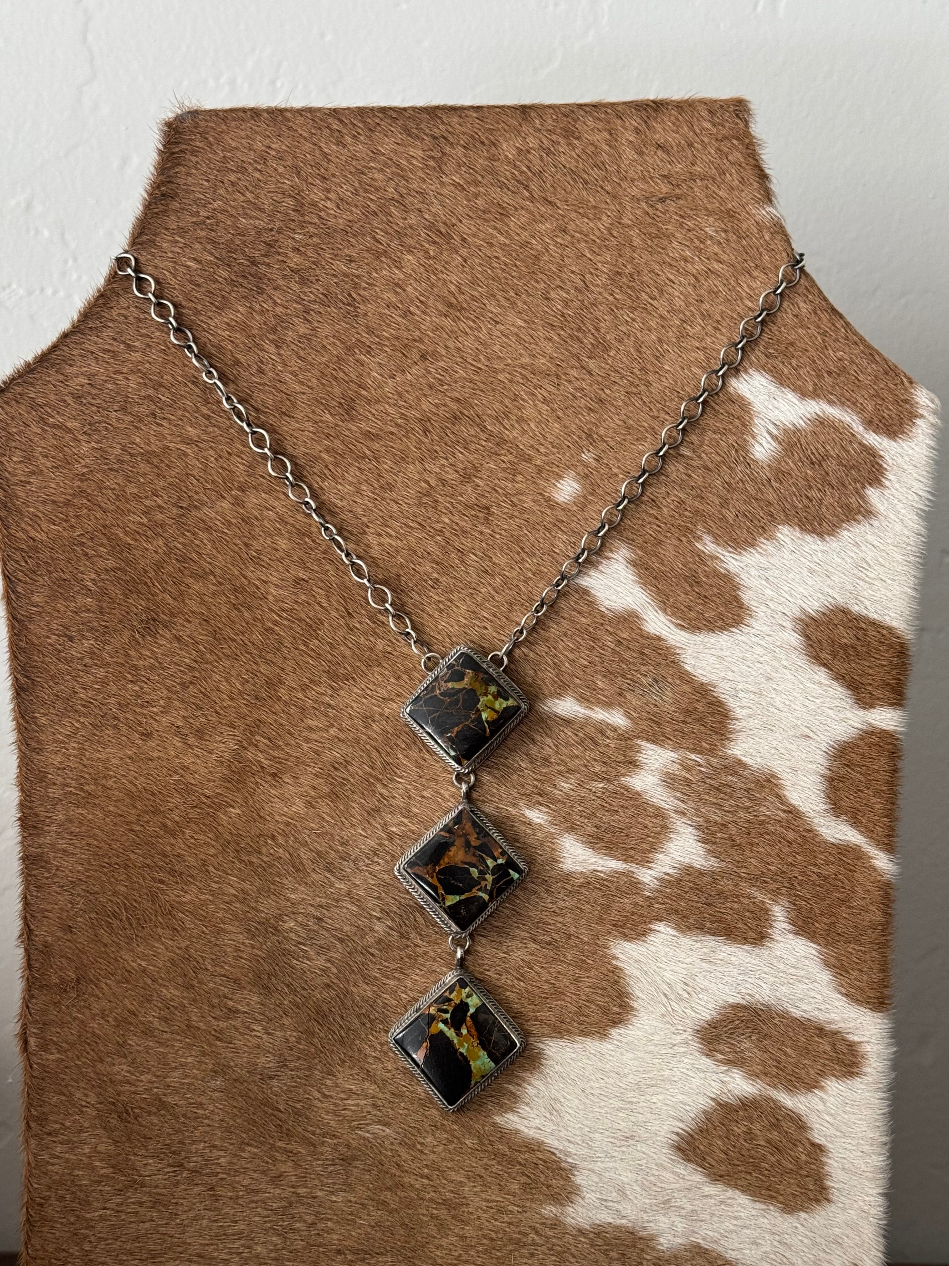 Tim Yazzie Black Jack Turquoise & Sterling Silver Necklace