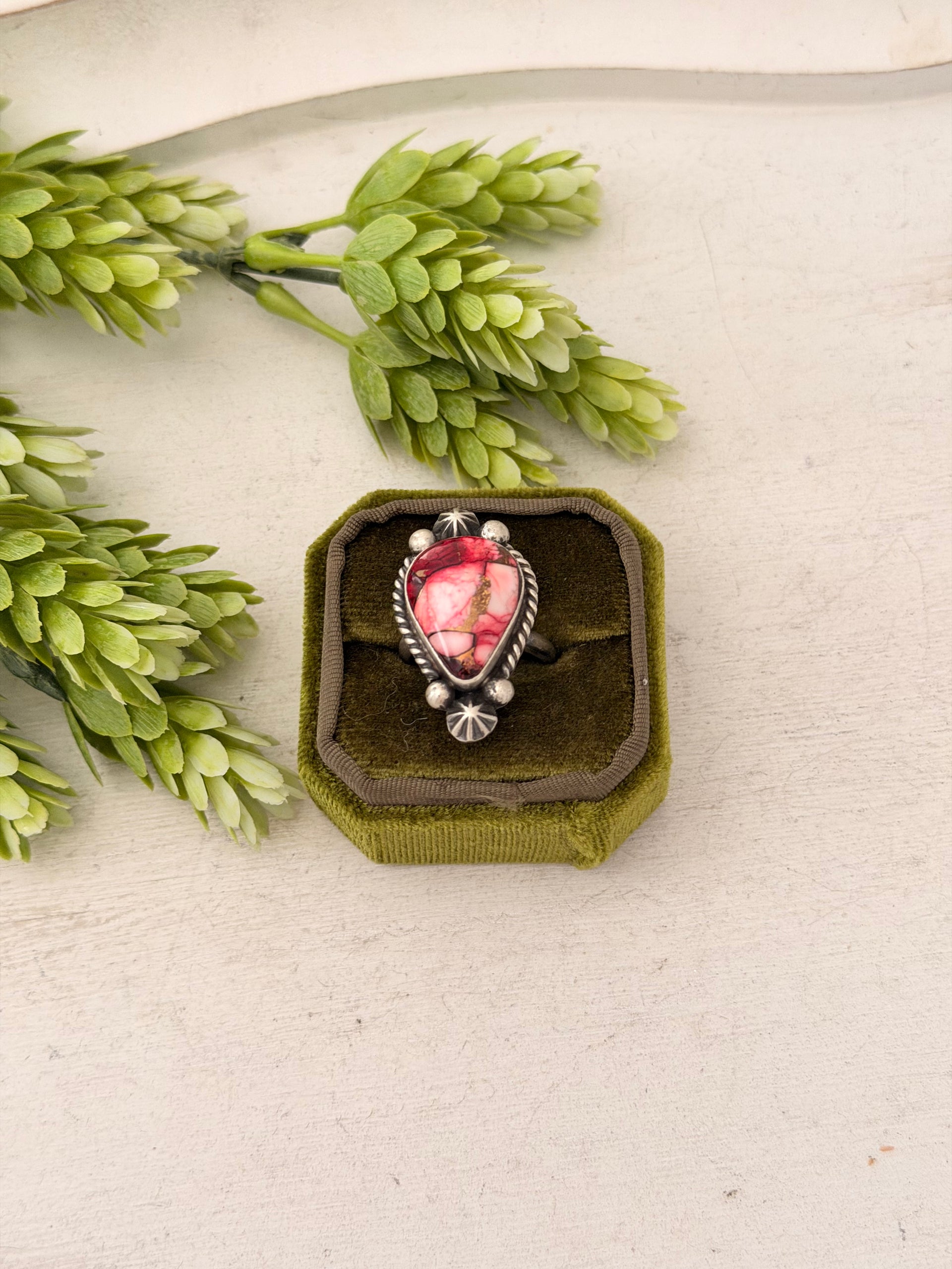 Johnny Dixon Rose Dahlia & Sterling Sliver Cluster Adjustable Ring