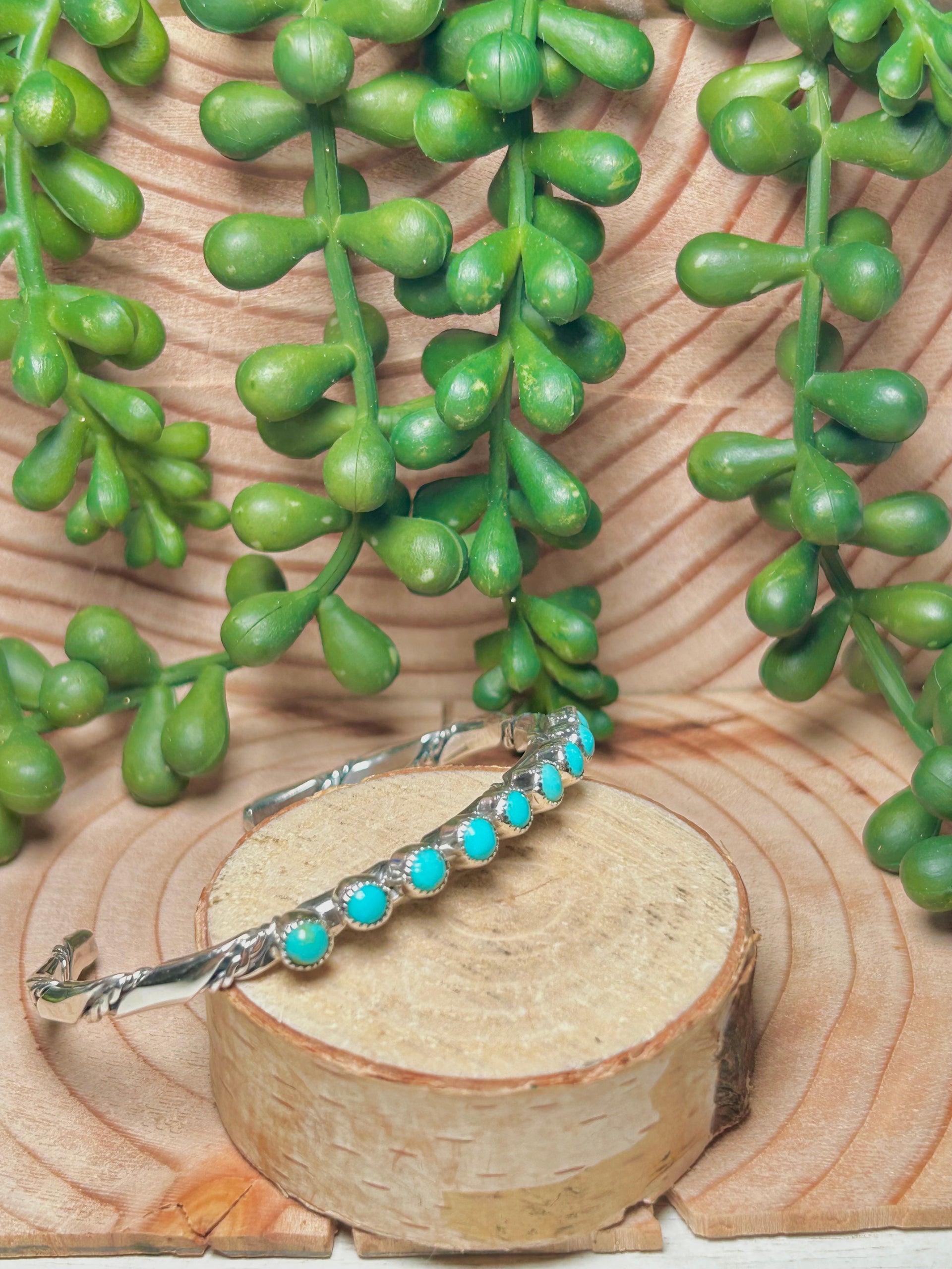 Navajo Made Kingman Turquoise & Sterling Silver Cuff Bracelet