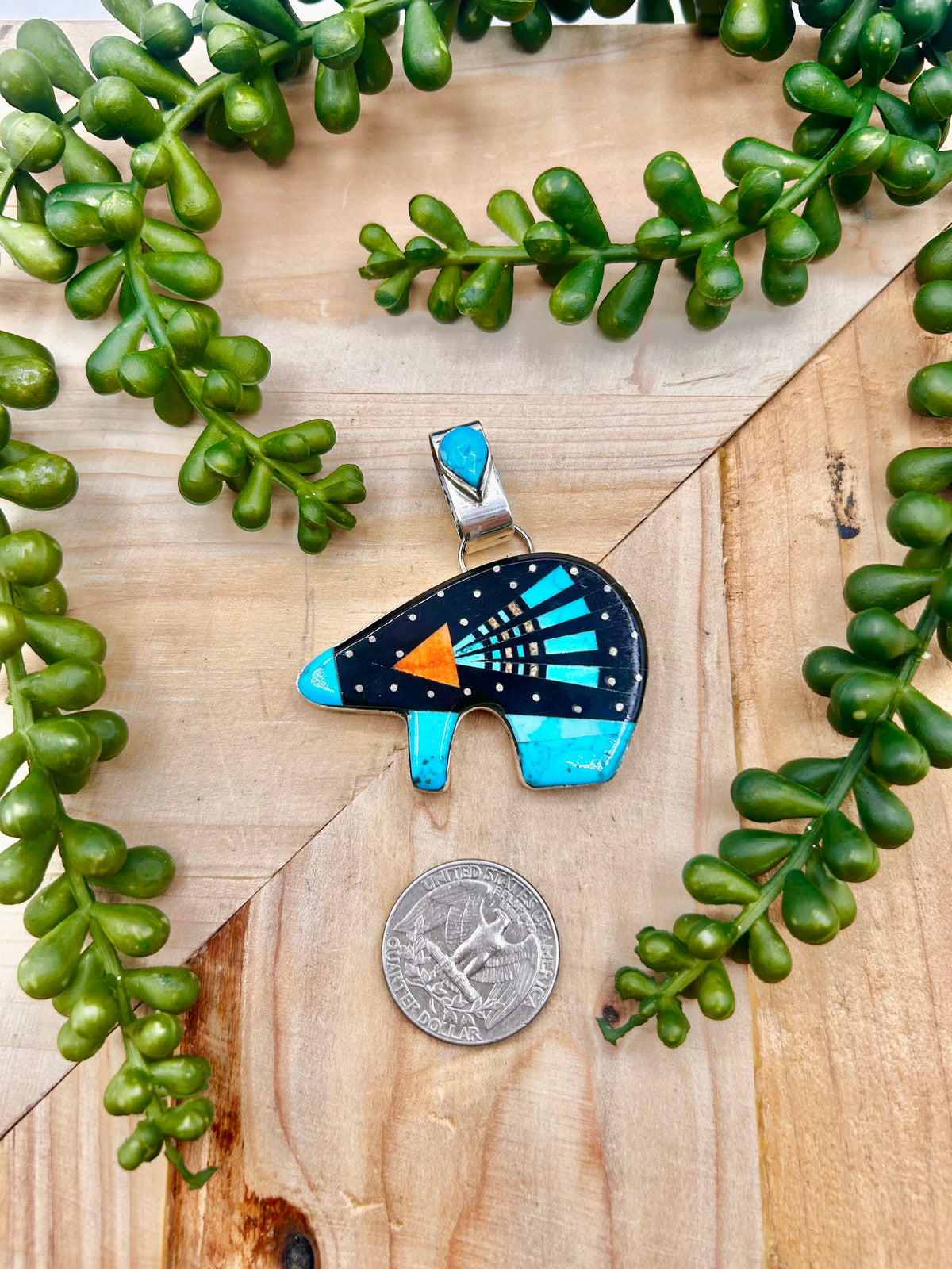 Ray Jack Multi Stone & Sterling Silver Pendant