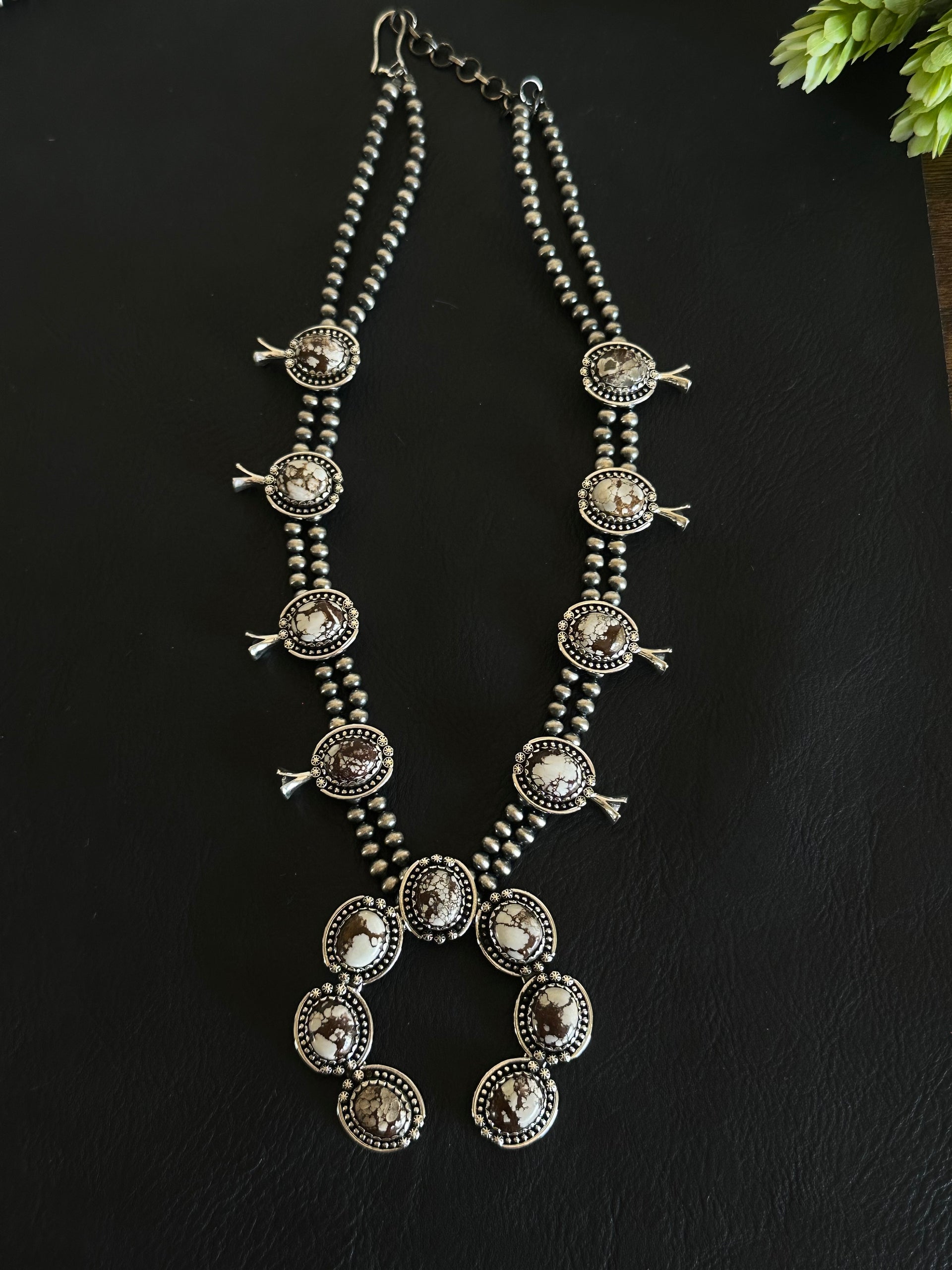 Southwest Handmade Wild Horse & Sterling Silver Squash Blossom