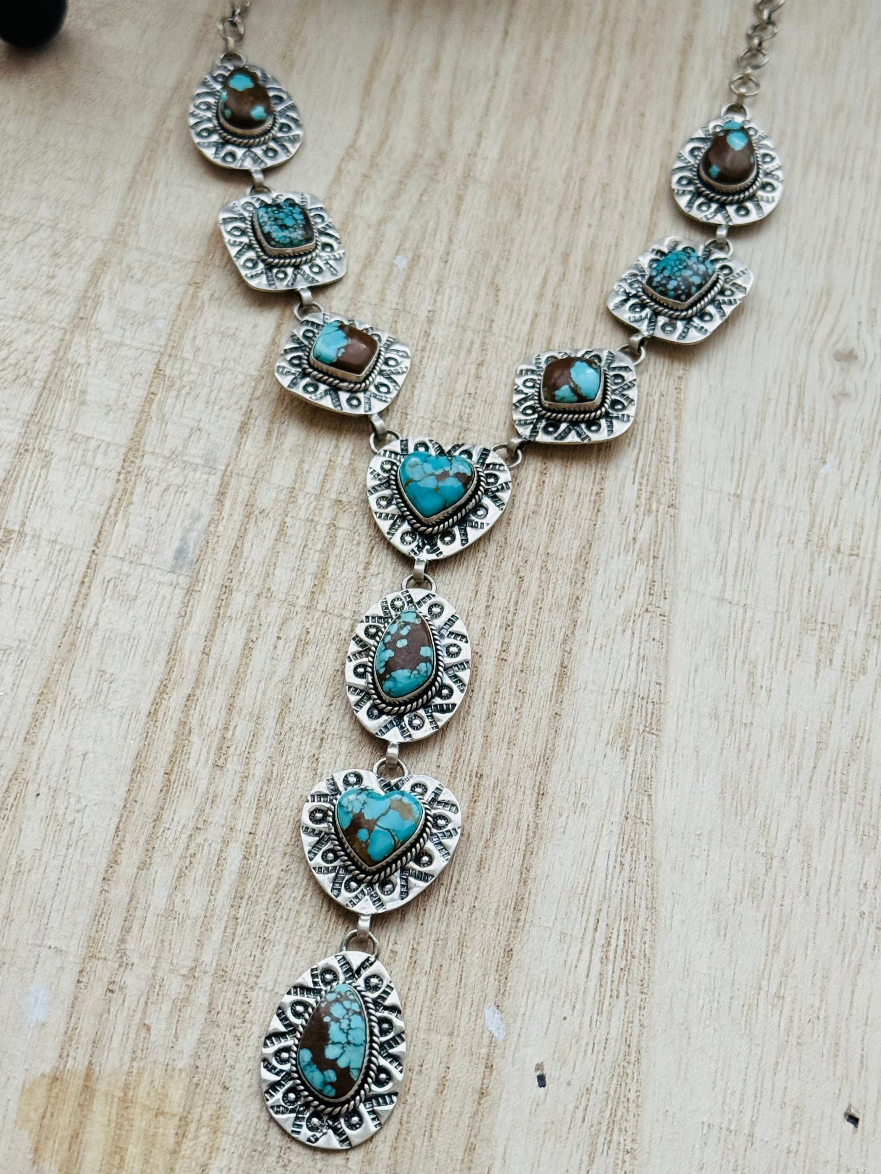 Southwest Handmade #8 Turquoise & Sterling Silver Necklace Set