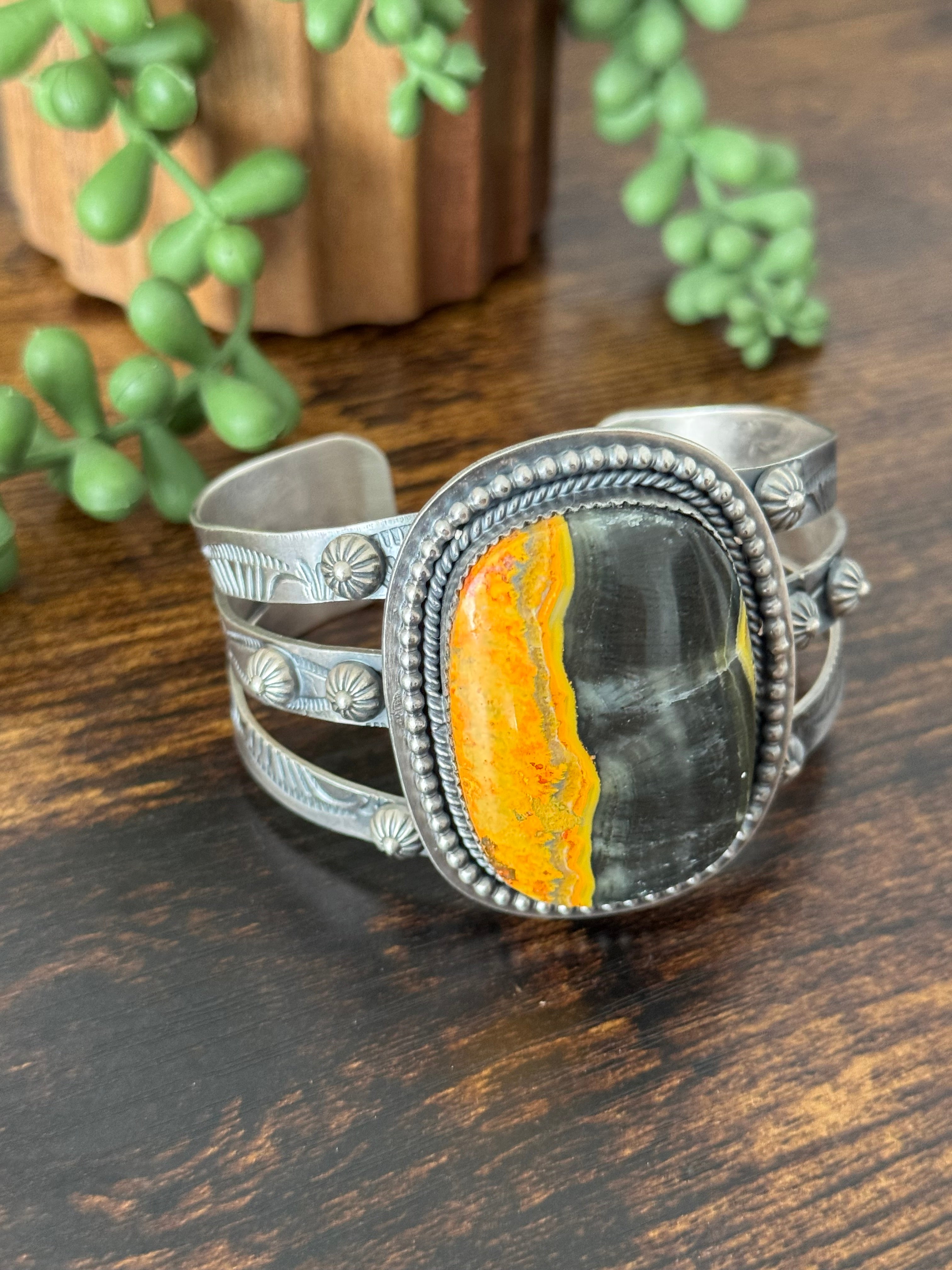 Kevin Begay Bumblebee Jasper & Sterling Silver Cuff Bracelet