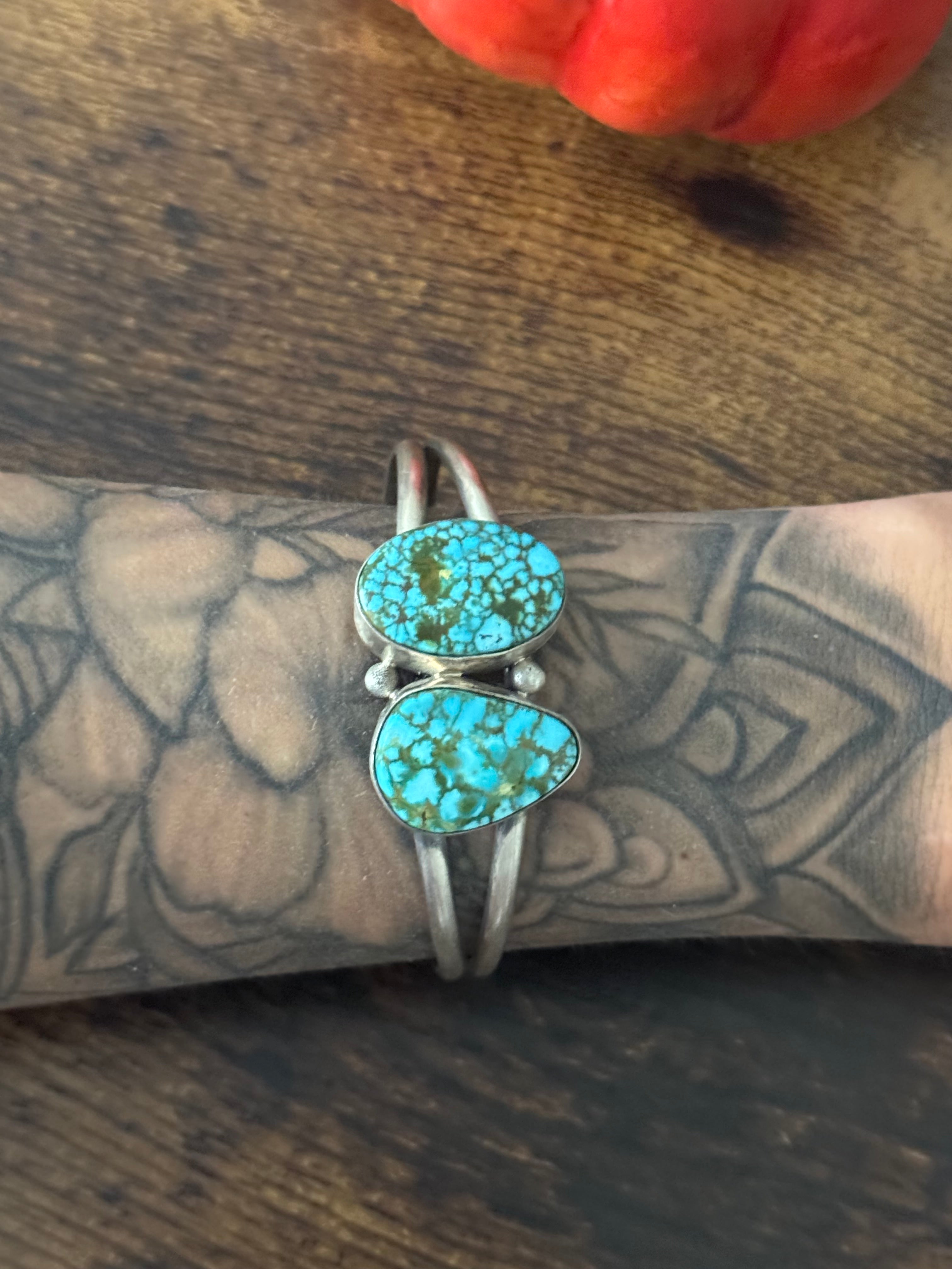 Peggy Skeets Birdseye Kingman Turquoise & Sterling Silver Cuff Bracelet