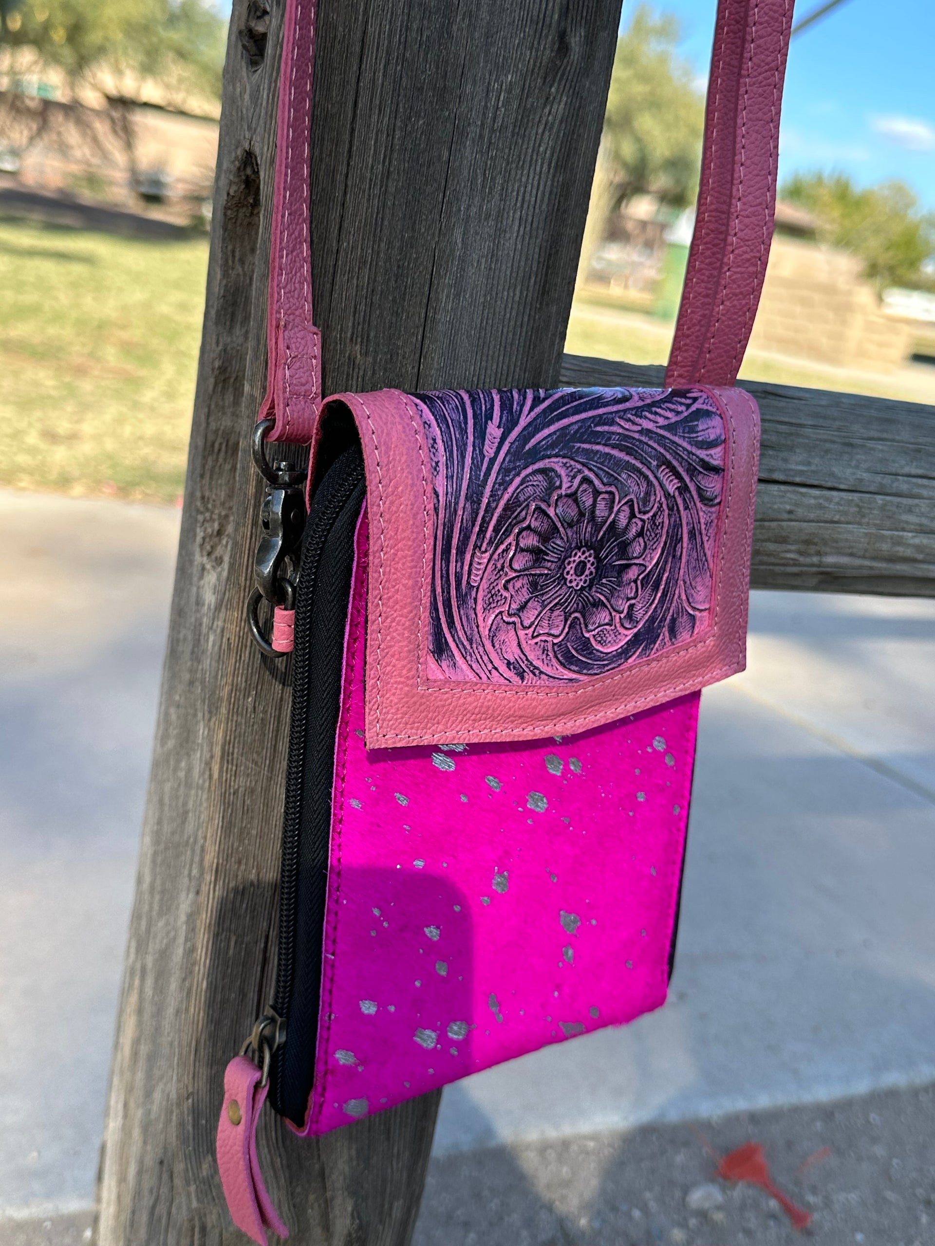 Genuine Tooled Leather & Cowhide Purse