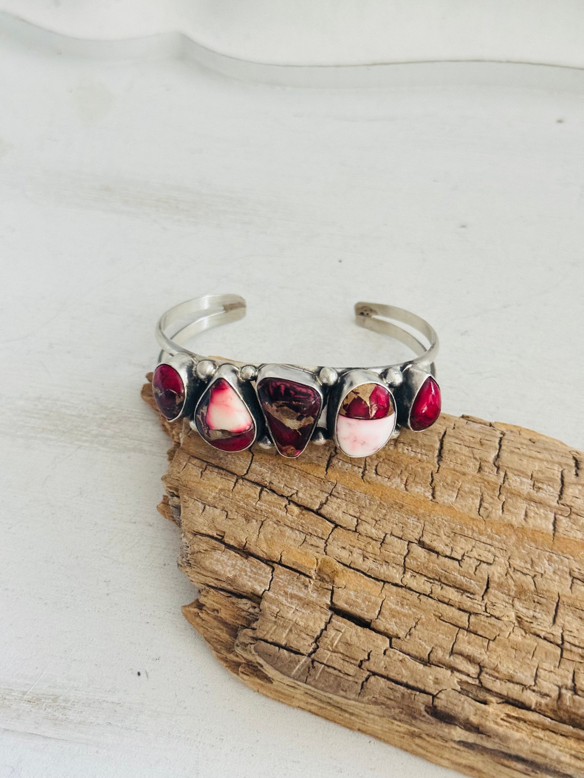 Augustine Largo Rose Dahlia Composite & Sterling Silver Cuff Bracelet