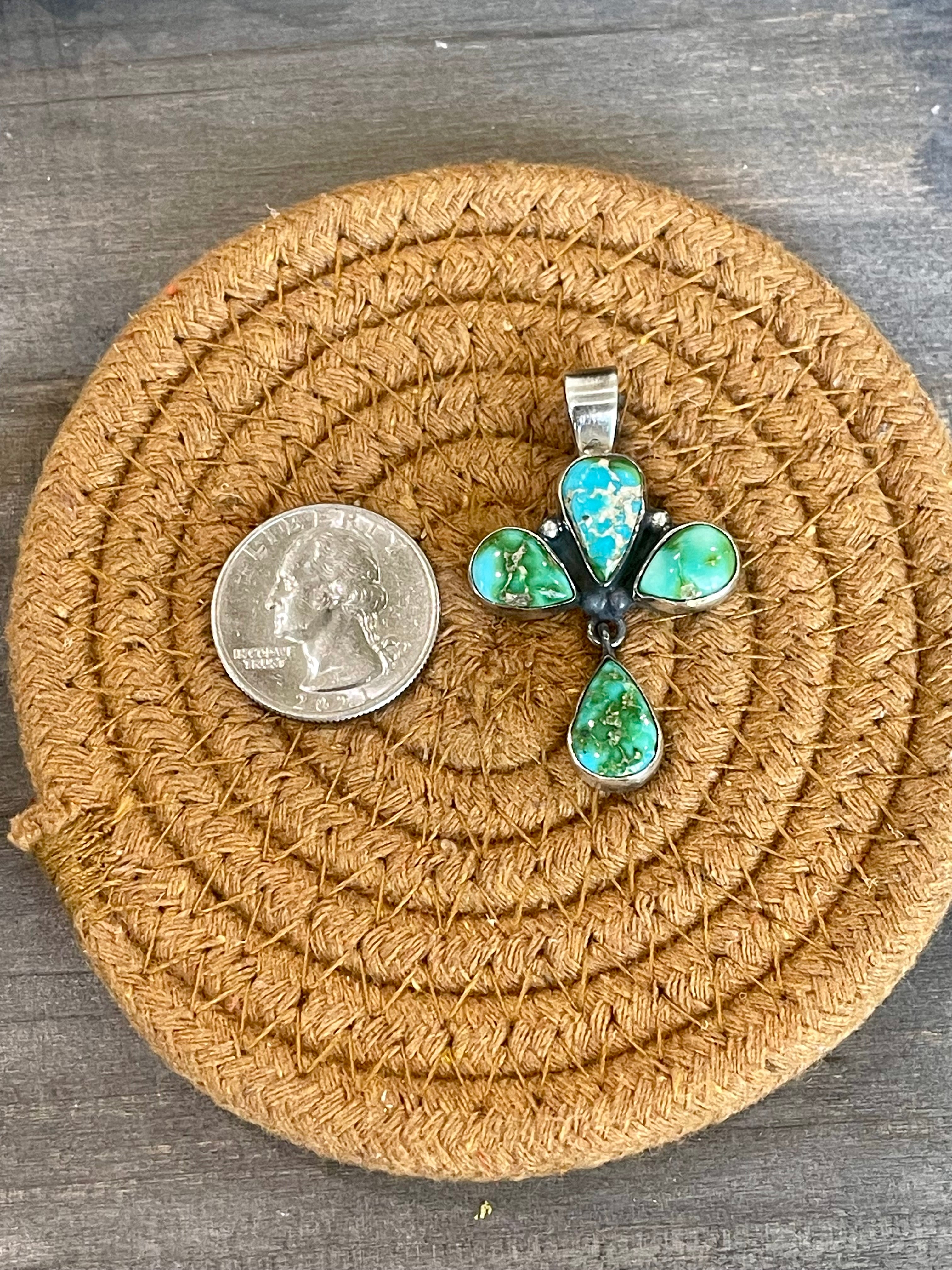 Southwest Handmade Sonoran Mountain Turquoise & Sterling Silver Pendant