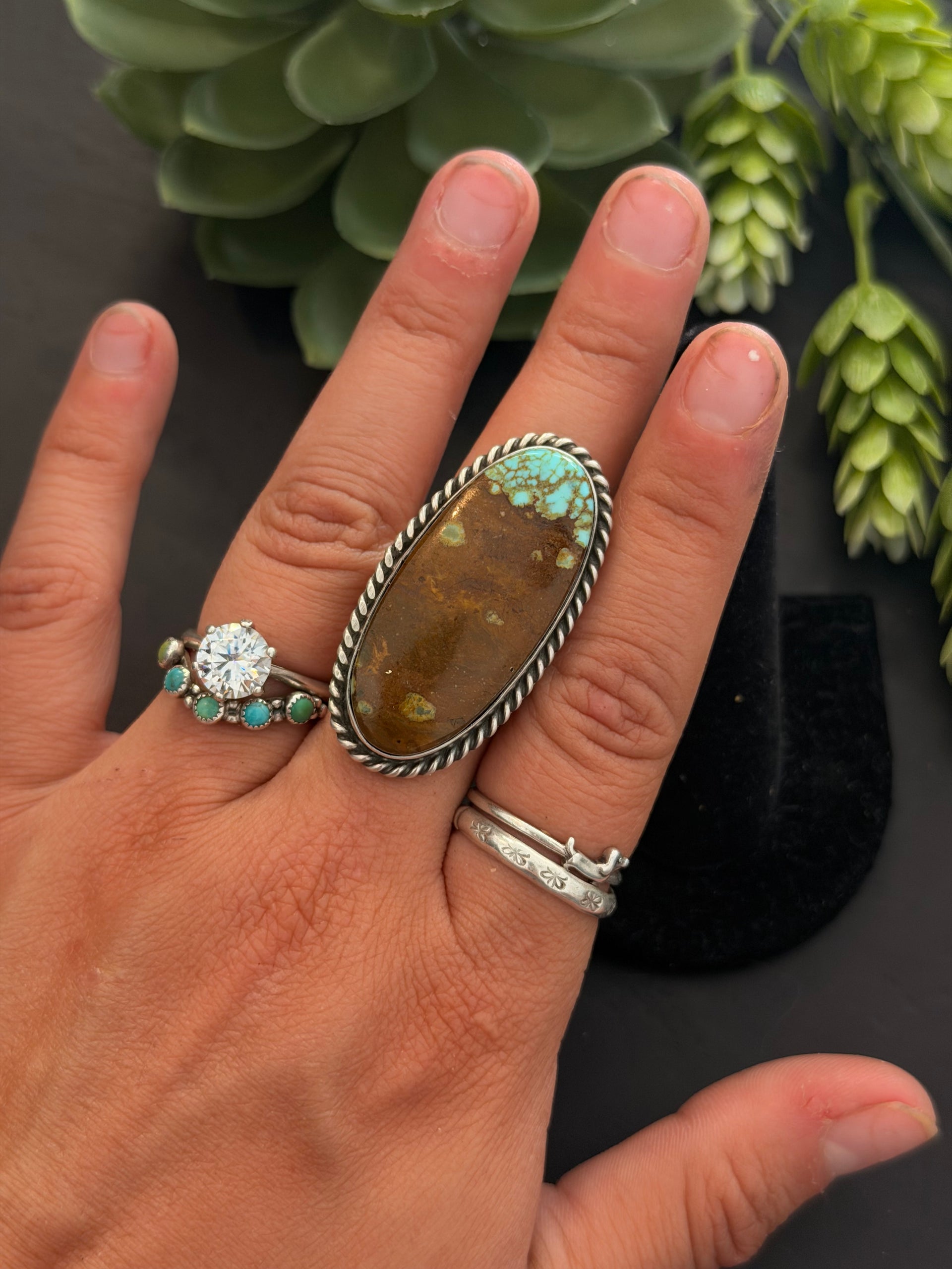 Chassity Belone Mine 8 Turquoise & Sterling Silver Adjustable Ring