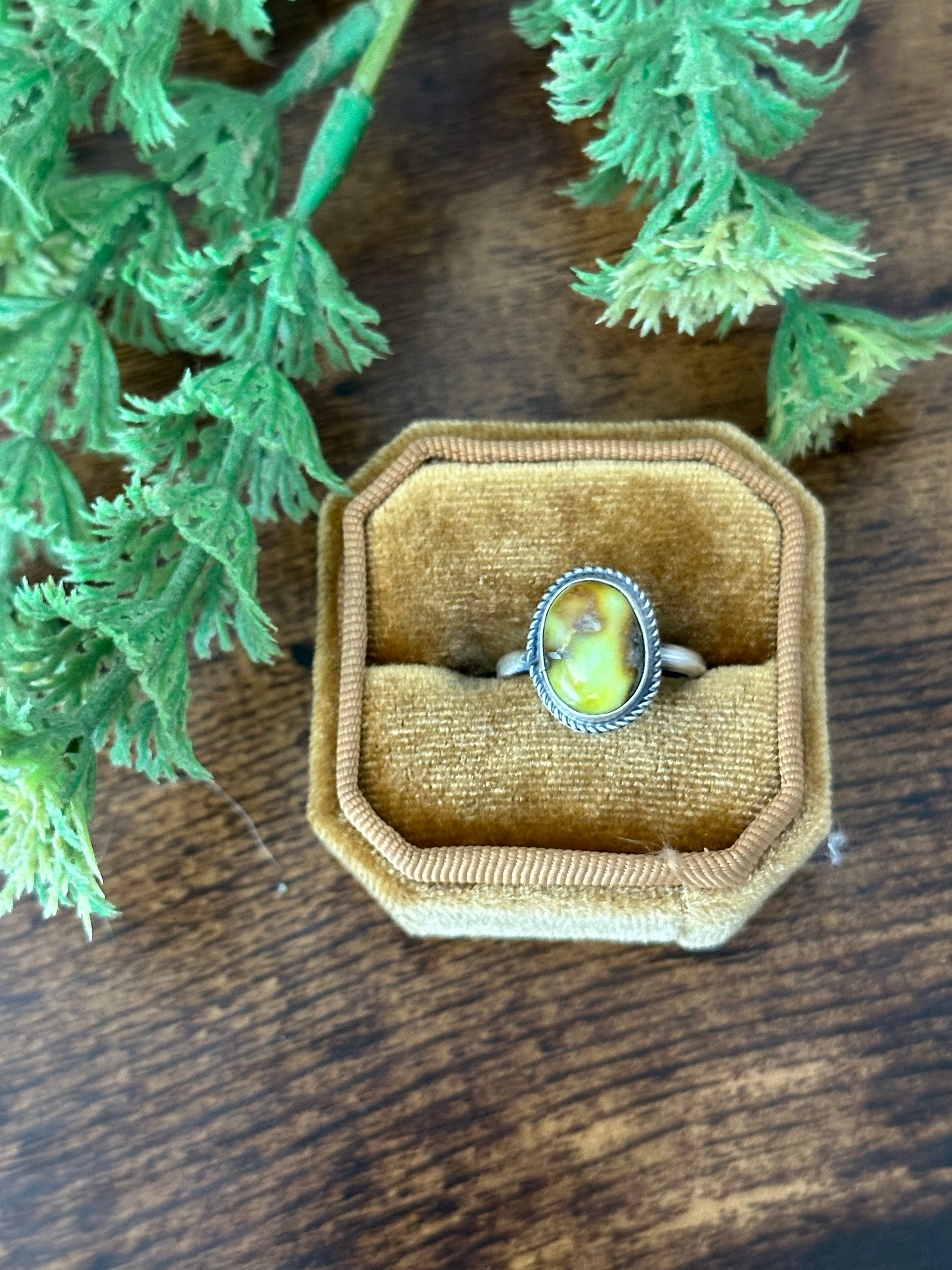 Navajo Handmade Palomino Variscite & Sterling Silver Rings