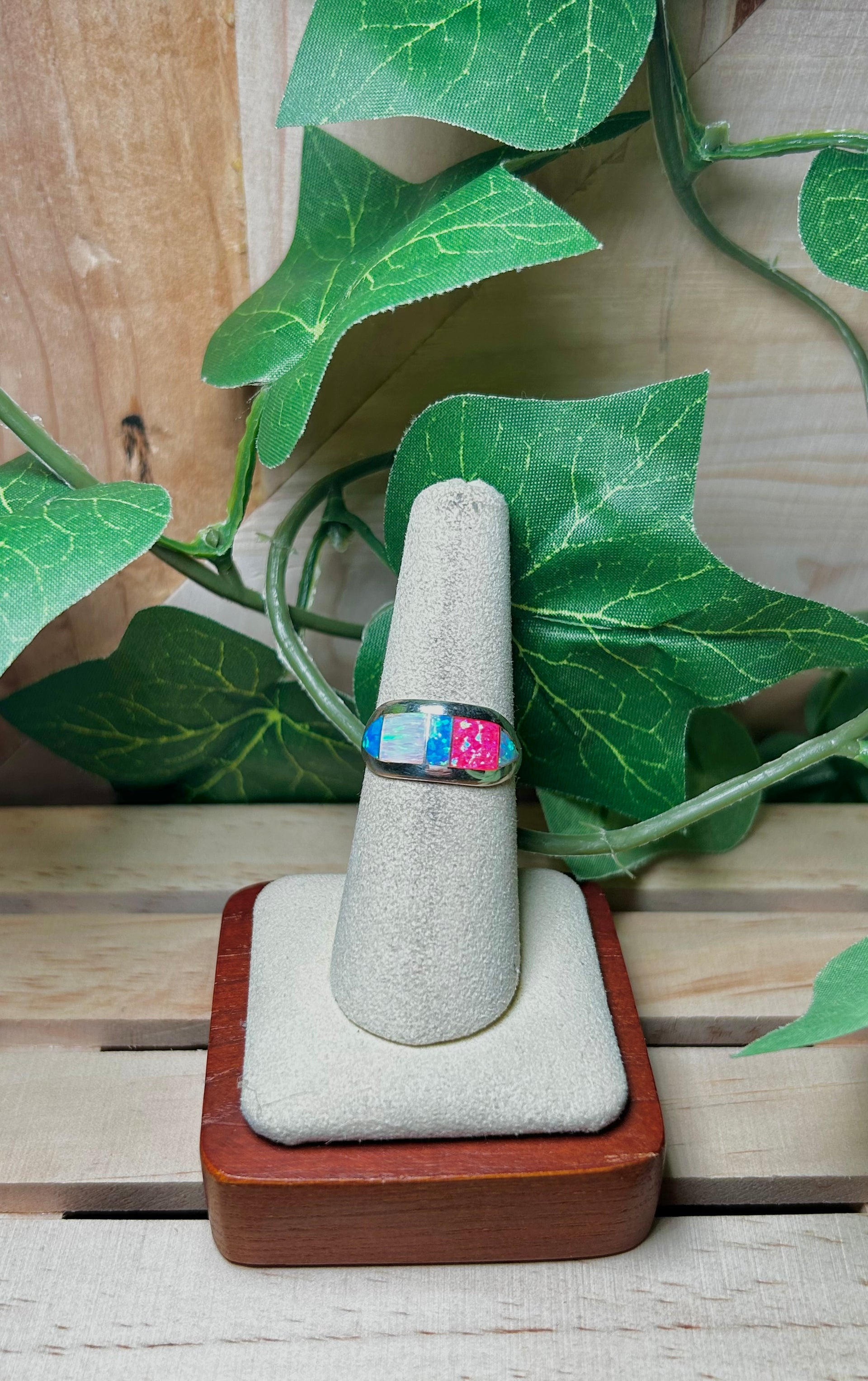 Navajo Made Opal & Sterling Sliver Cluster Ring