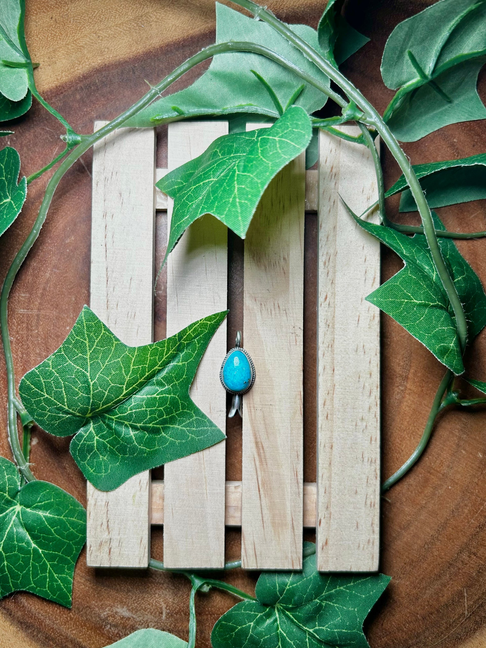 Navajo Made Kingman Turquoise & Sterling Silver Pendant