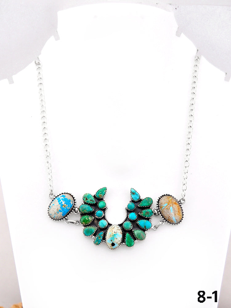 Southwest Handmade Mix Turquoise & Sterling Silver Necklace