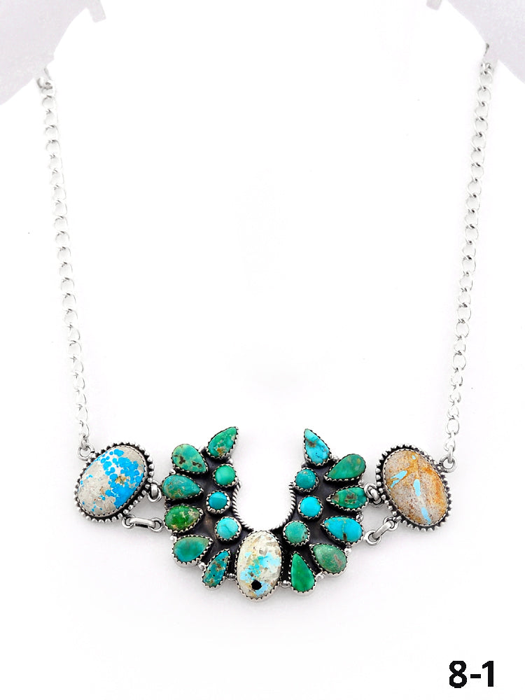 Southwest Handmade Mix Turquoise & Sterling Silver Necklace