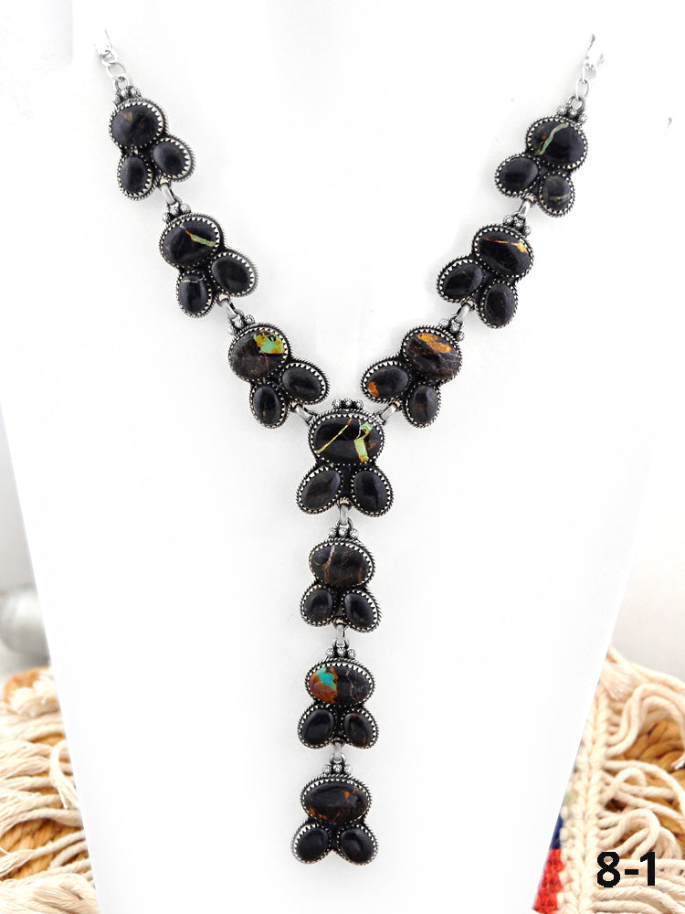 Southwest Handmade Black Jack & Sterling Silver Necklace