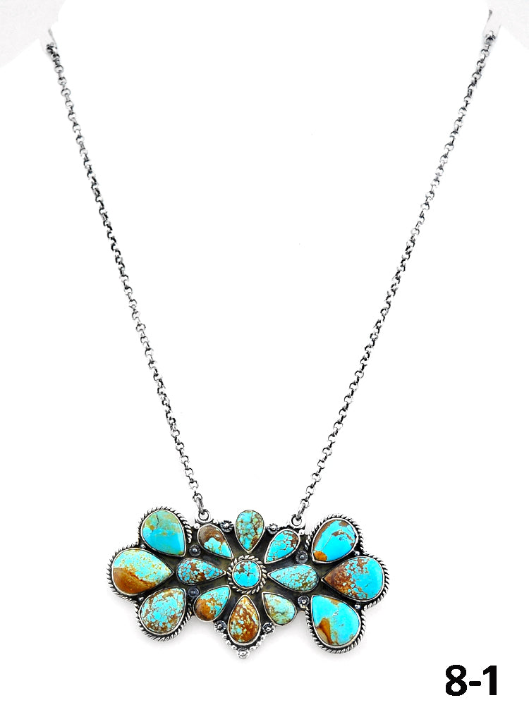 Southwest Handmade #8 Turquoise & Sterling Silver Necklace
