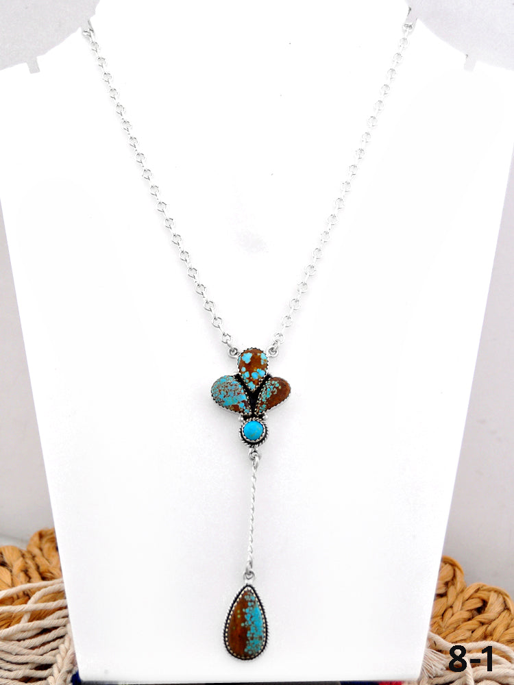 Southwest Handmade Number 8 Turquoise  & Sterling Silver Necklace
