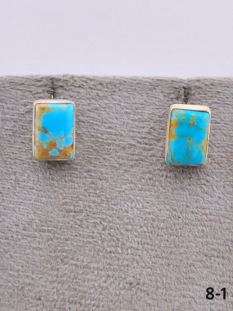 Southwest Made Kingman Turquoise & Sterling Silver Post Earrings