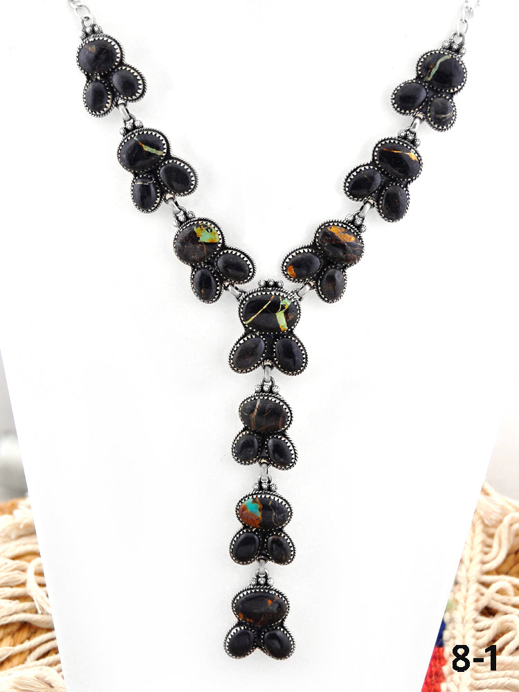 Southwest Handmade Black Jack & Sterling Silver Necklace
