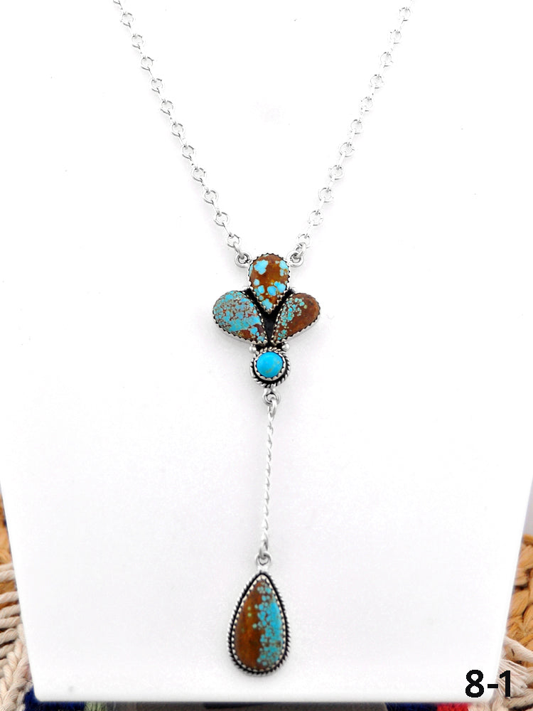 Southwest Handmade Number 8 Turquoise  & Sterling Silver Necklace