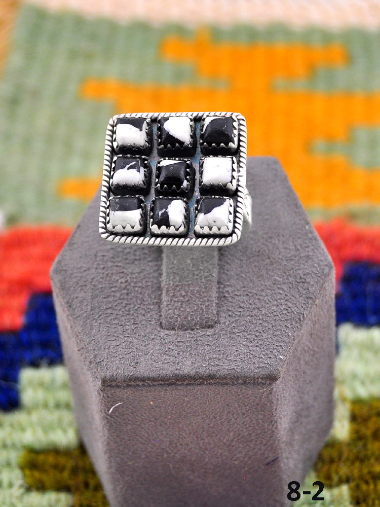 Southwest Handmade White Buffalo & Sterling Silver Adjustable Ring